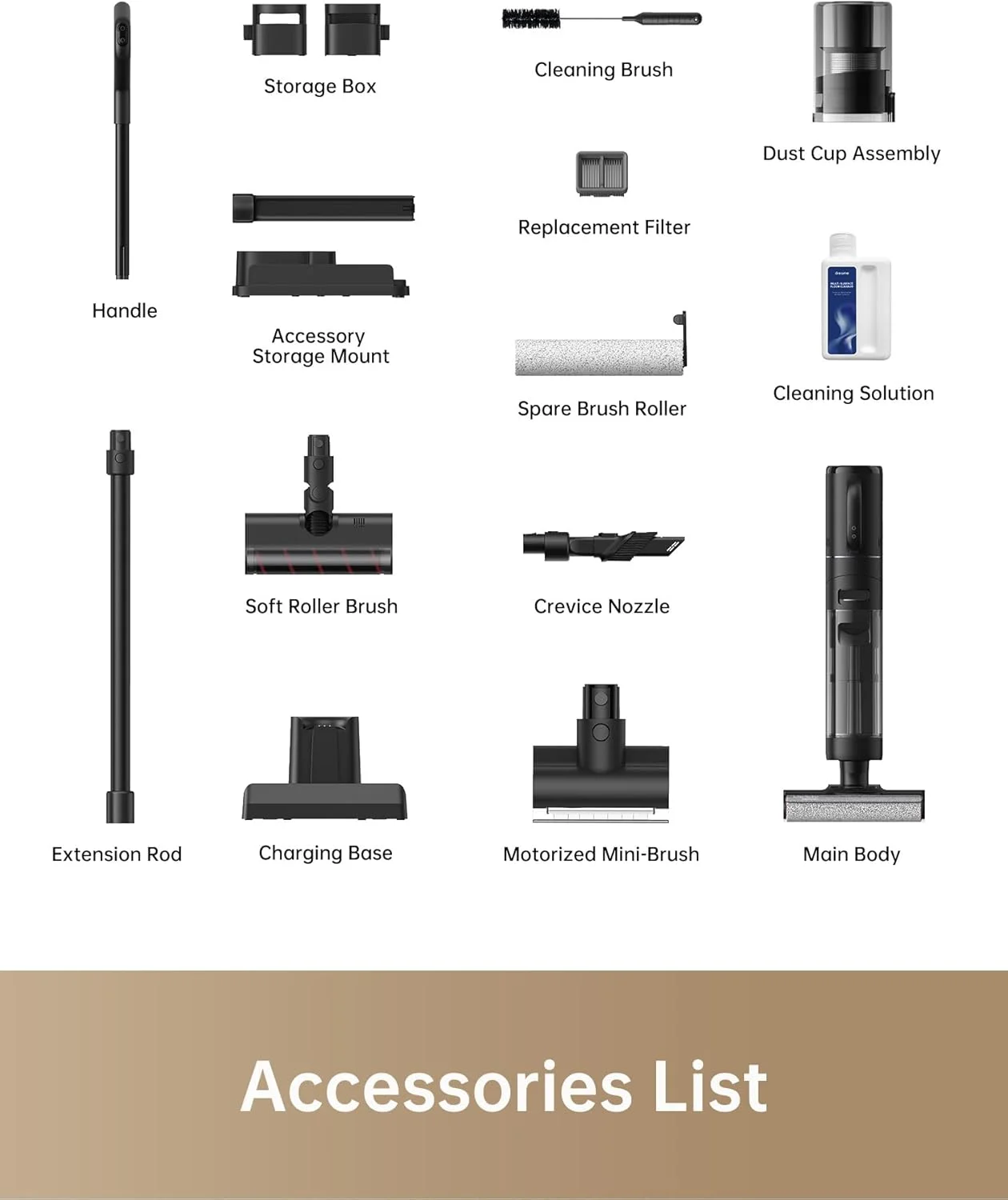 Dreame H12 Pro 900ml, 300W HP Wet Dry Vacuum Cleaner for Hard Floors with Accessories Included