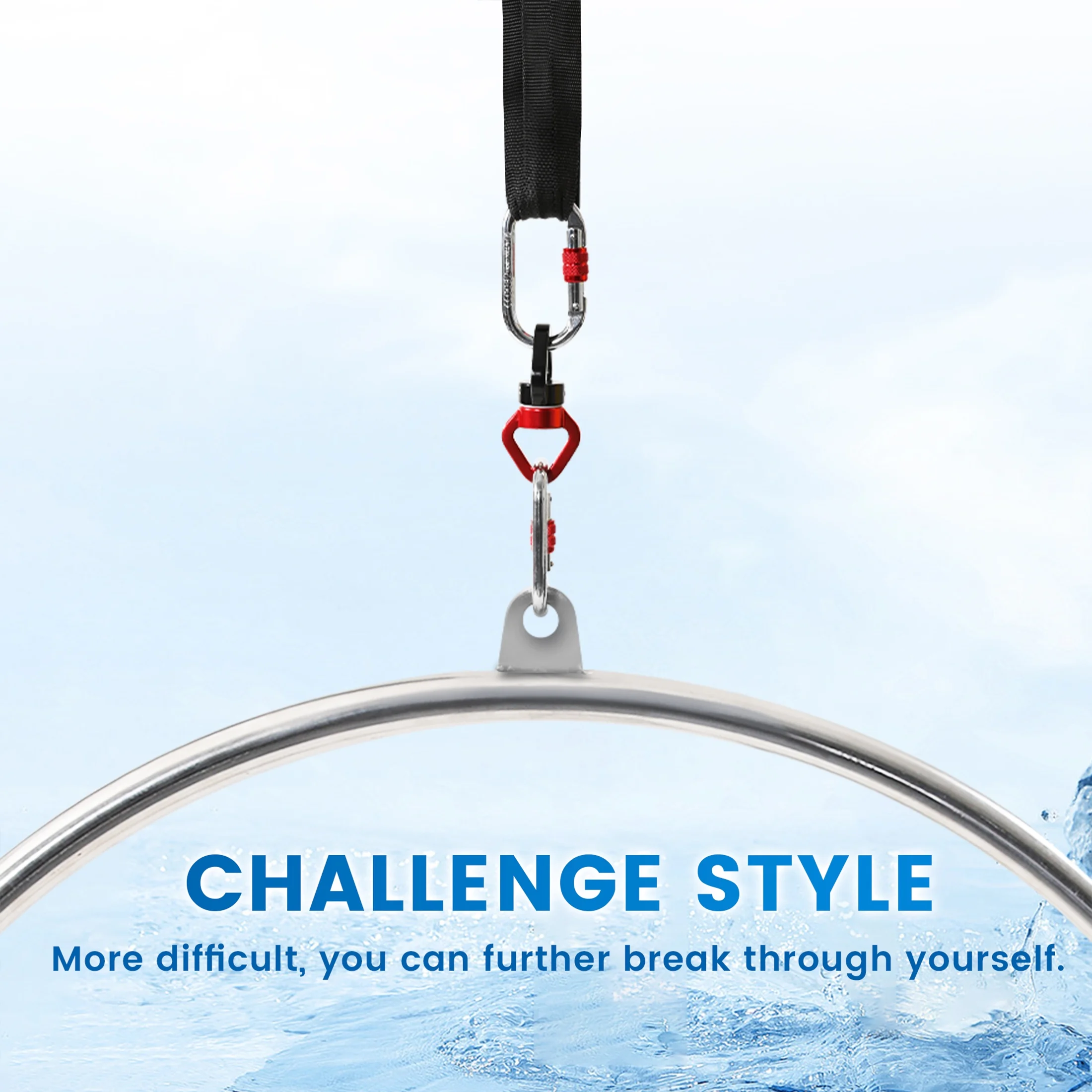 LOGYAT Aerial Hoop, Lyra Hoop 85CM, 1 Ceiling Anchor, 3 Locking Carabiners, Spanset, Grip Tape, 360 Swivel, Carry Bag, 32mm Thickness