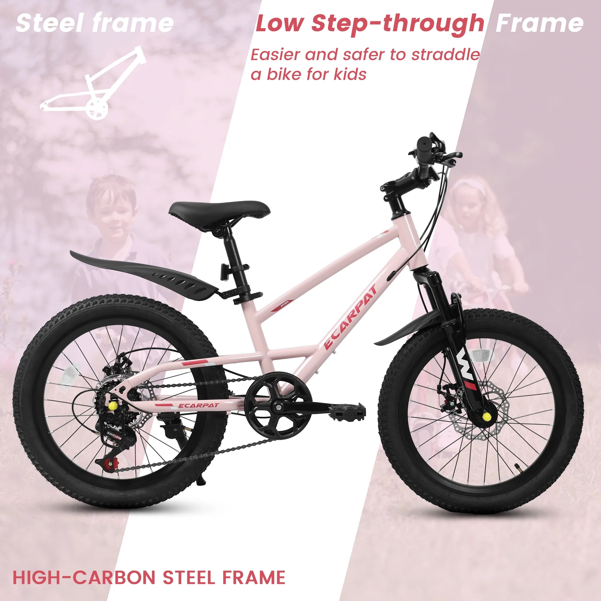 Kids' Bicycles 20 Inch Mountain Bike For Boys Girls Ages 5-10, 7 Speed Mtb Summer Travel Birthday Gifts Children Bicycles