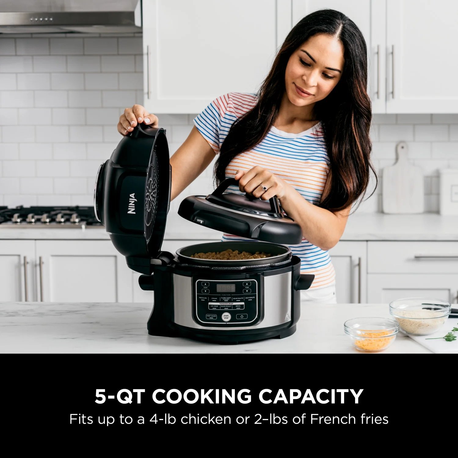 Ninja Foodi 10-in-1 5 Qt Pressure Cooker, Steamer, Bake, Broil, Dehydrate, Air Fryer, Non-Stick, FD101 Stainless Steel