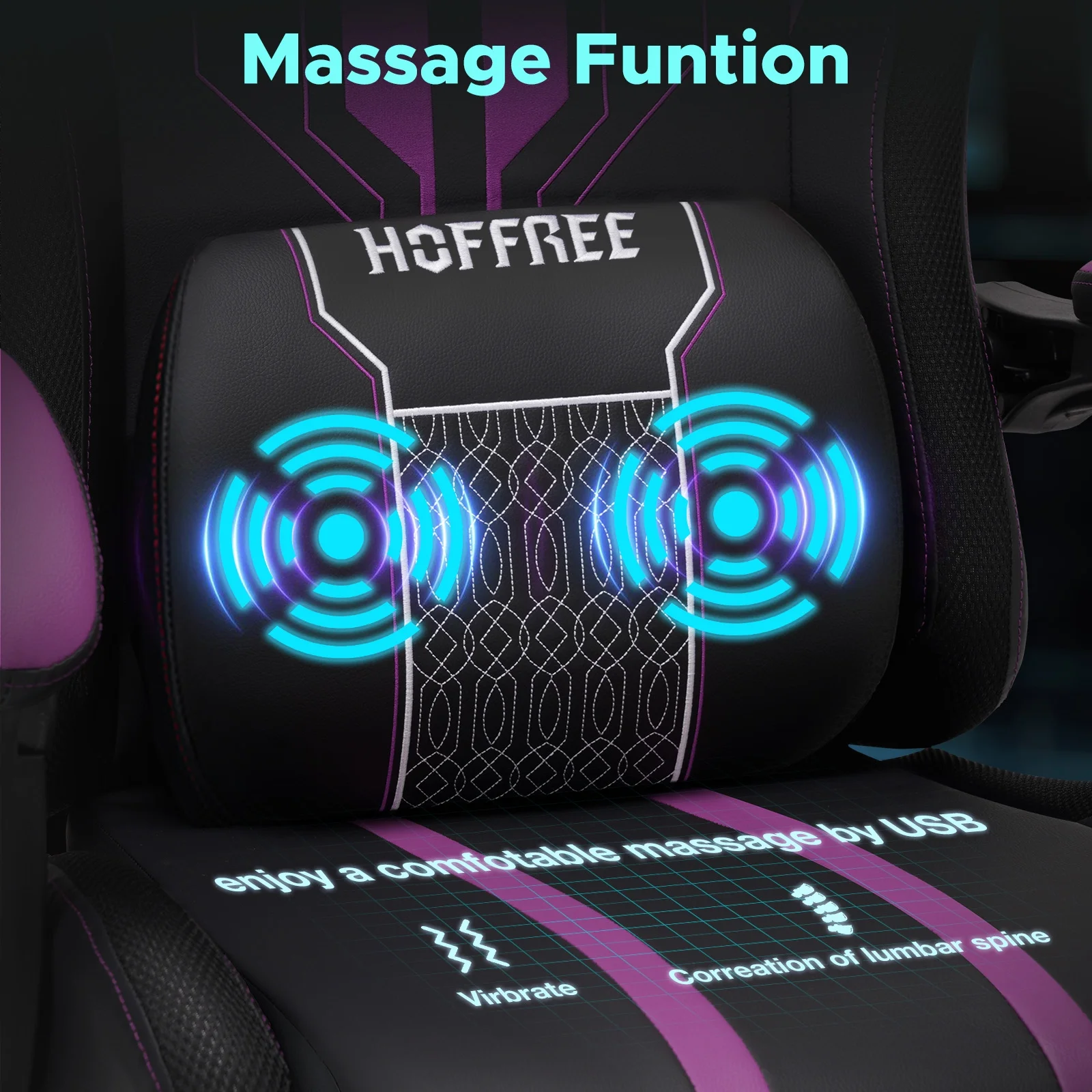 Hoffree Gaming Chair with Bluetooth Speakers Big and Tall Gamer Chair with Footrest and Massage Game Chair with Lumbar Support and 360-Swivel Seat and Headrest for Adults, 400lbs