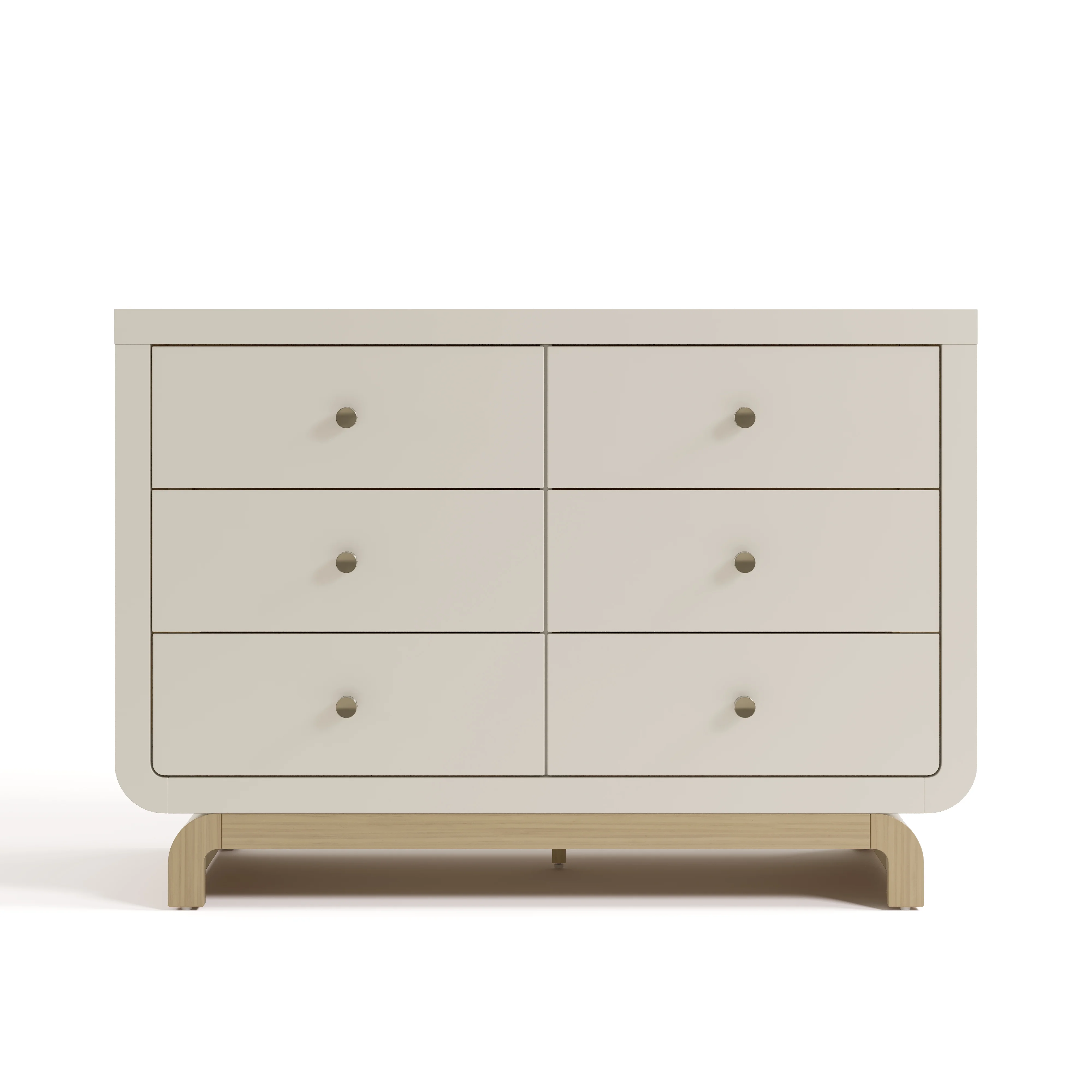 Storkcraft Santorini 6 Drawer Double Dresser, White/Driftwood