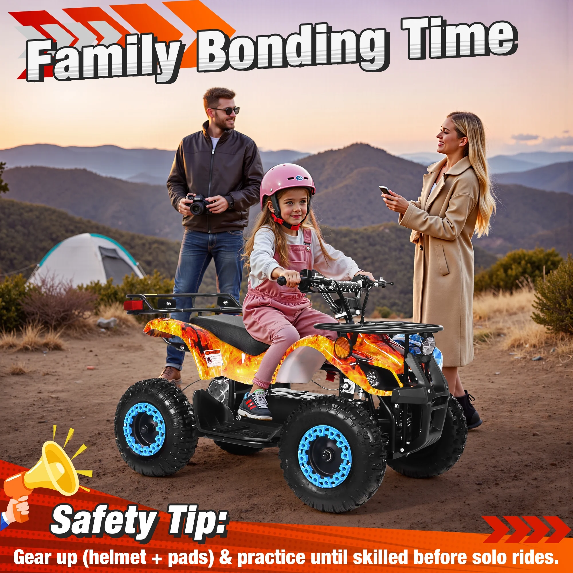 ATV for Kids, 36 Volt Ride on Toys, 500w Motor Quad Bike for Big Kids, Power Car Wheel with Metal Frame, Speed Control, Suspension, Black