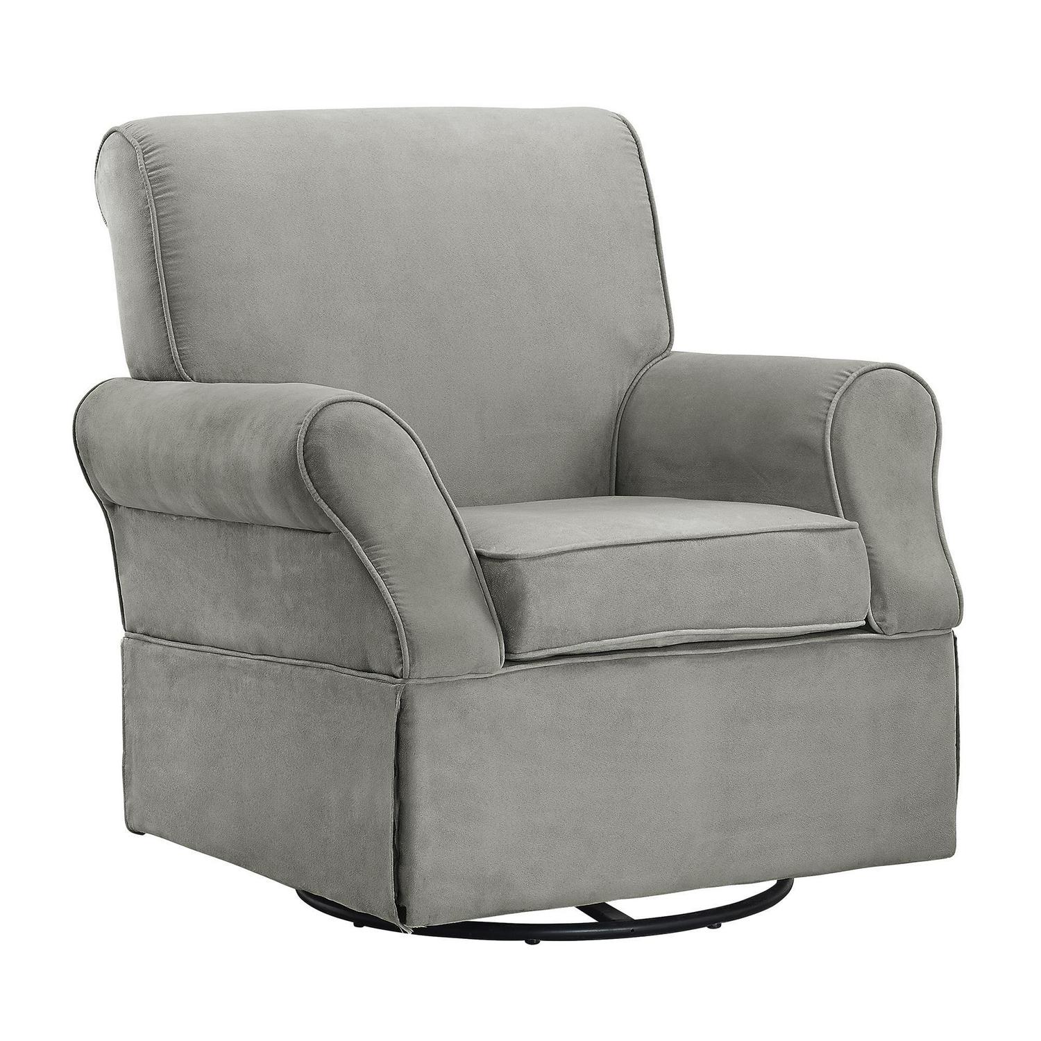 Baby Relax Kelcie Swivel Glider Chair & Ottoman Nursery Set. Gray Microfiber