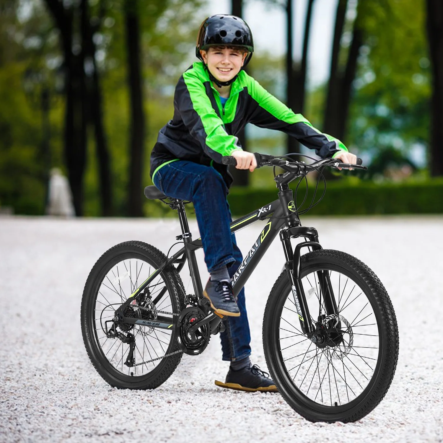 Ecarpat Mountain Bike, 24-Inch Wheels Bikes Shimano 21-Speed with High Carbon Steel Frame Mechanical Disc Brakes Front Suspension Fork for Youth Adults Multiple Colors