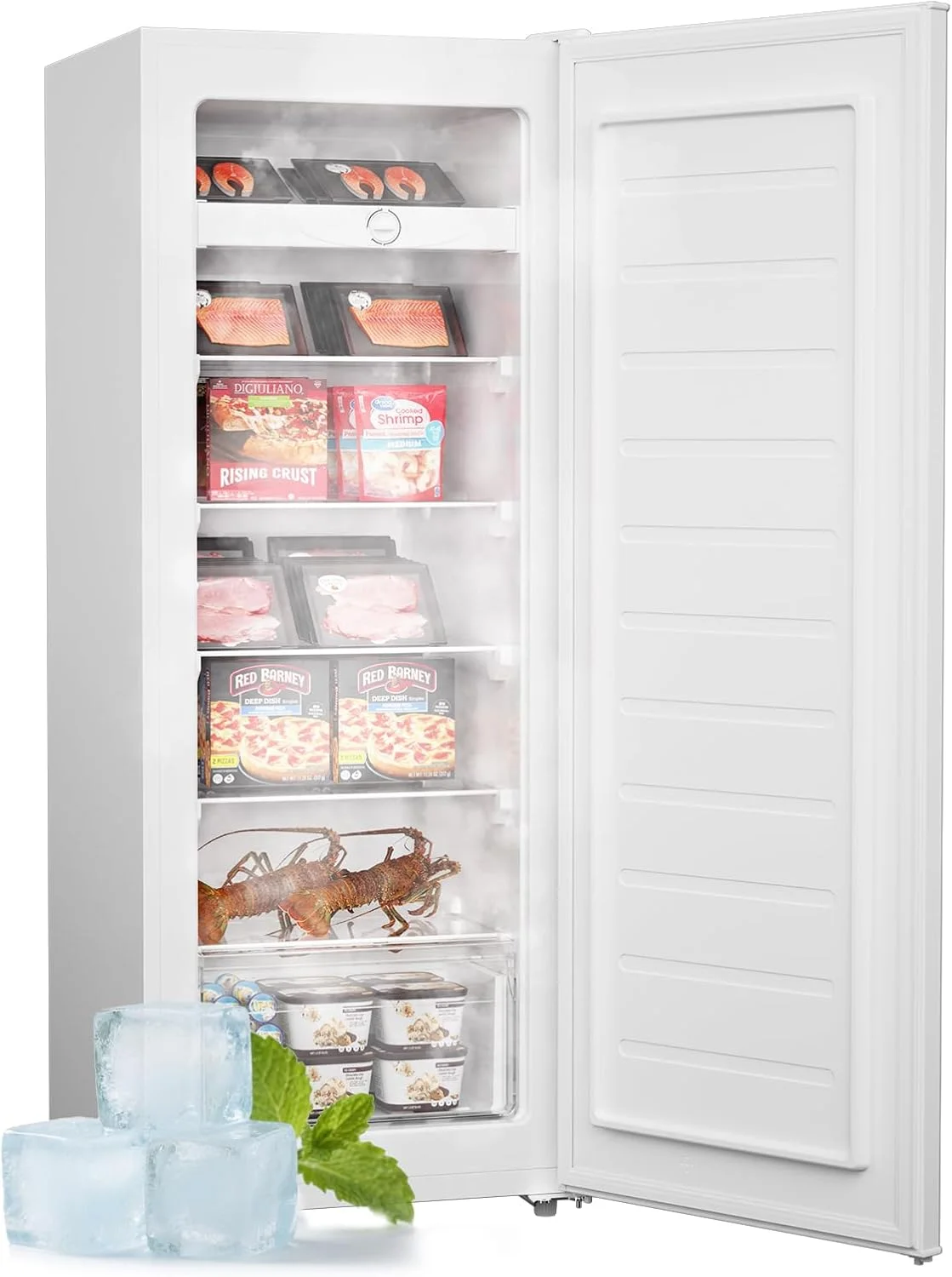 Upstreman 7.0 Cu.Ft Upright Freezer Convertible Fridge/Freezer, Garage Ready Deep Freezer with Reversible Door, UP70 White