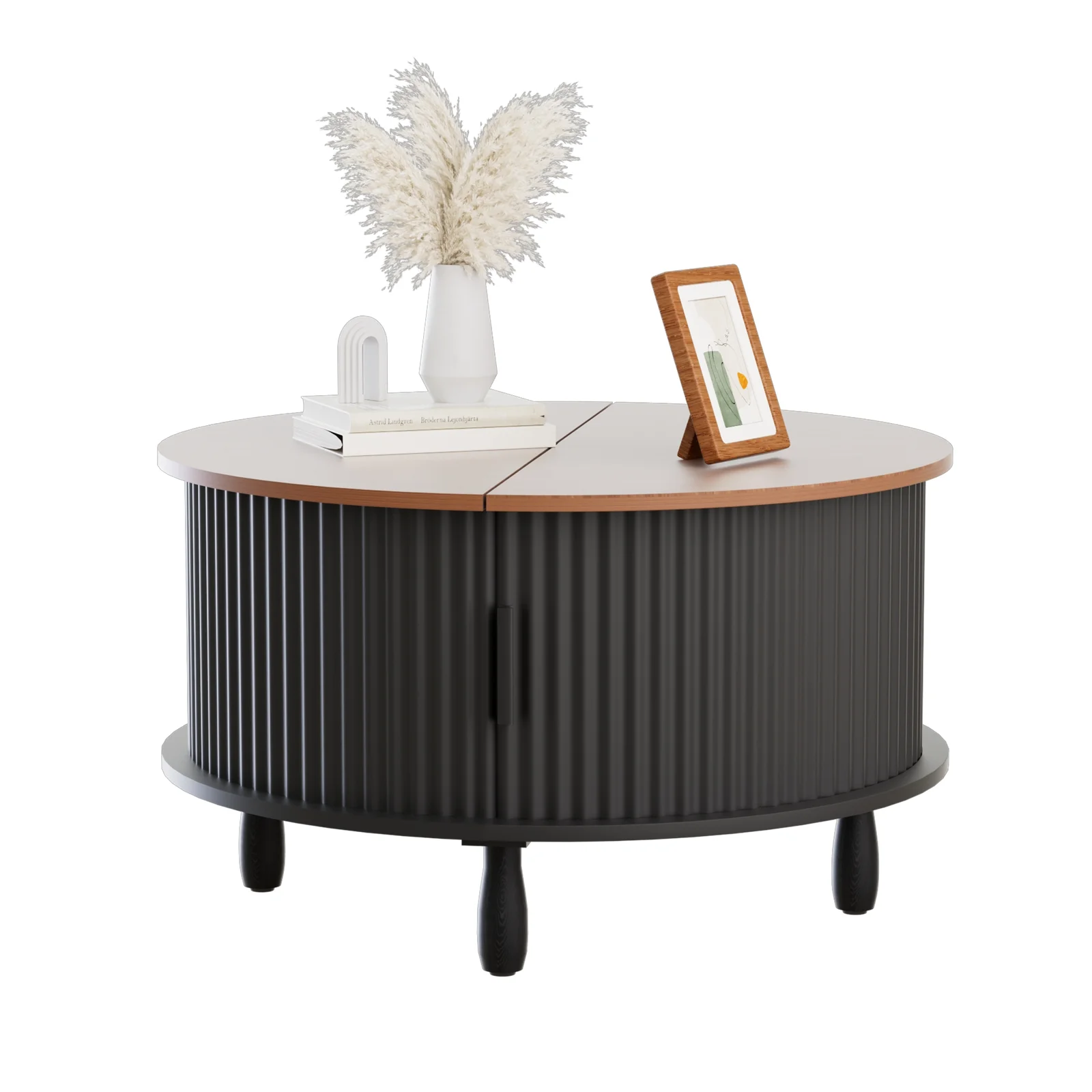 RUMLIVE Round Coffee Table with Storage, 30.7