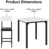 Lamerge 4 Person Dining Table Set, Solid Wood Dining Table with 4 Upholstered Leather Chairs, Modern Kitchen Dining Room Dining Table Set for Small Spaces, Apartments, Kitchens, Dining Rooms. White