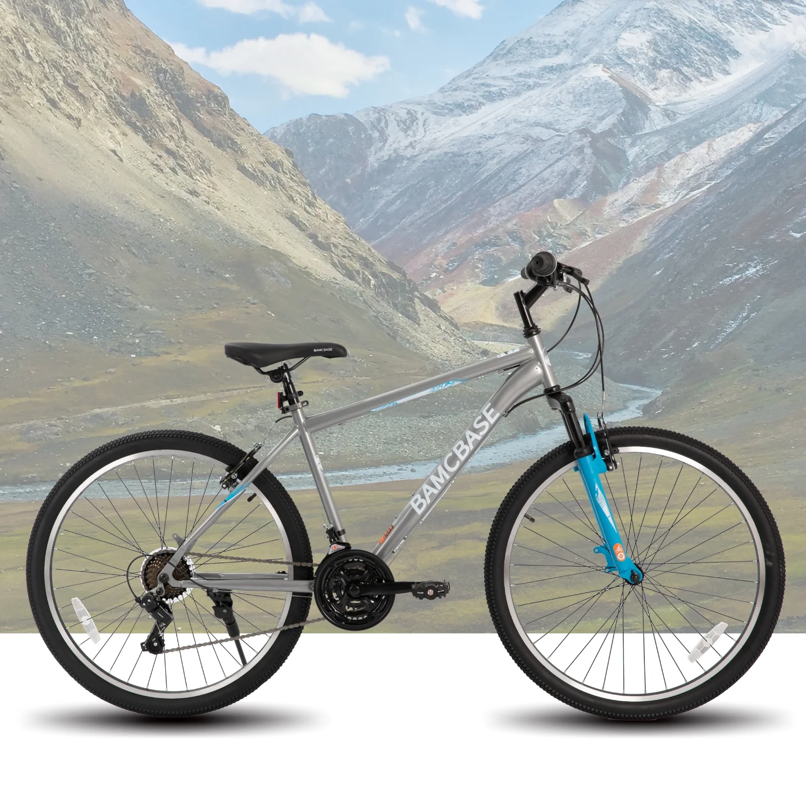 Hiland 26 27.5 29 Inch Mountain Bike, Mens Womens MTB with 21 Speeds, High-Tensile Steel Frame, V Brake, Hardtail Bicycle for Adults