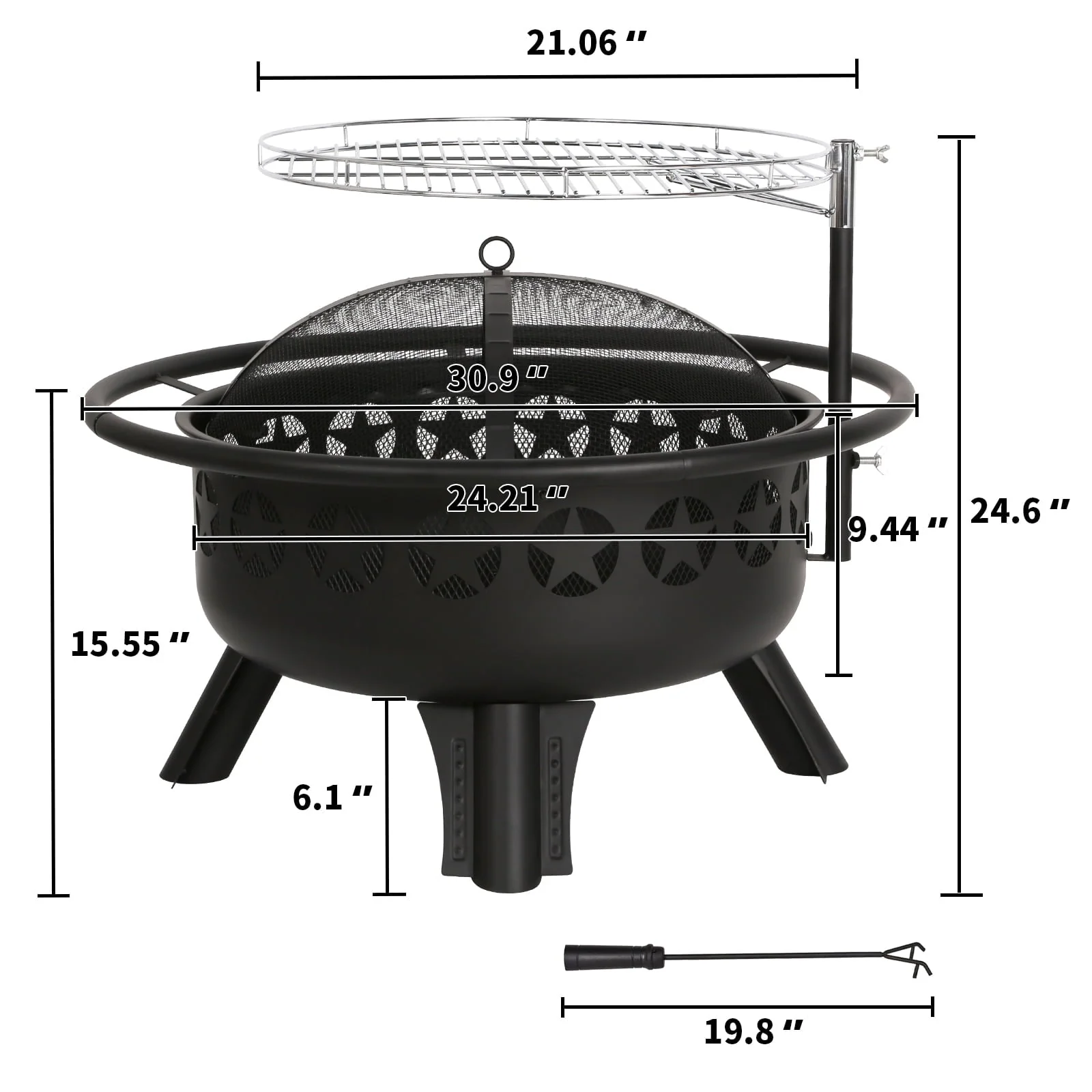 Hykolity 2 in 1 Fire Pit with Grill, Large 31