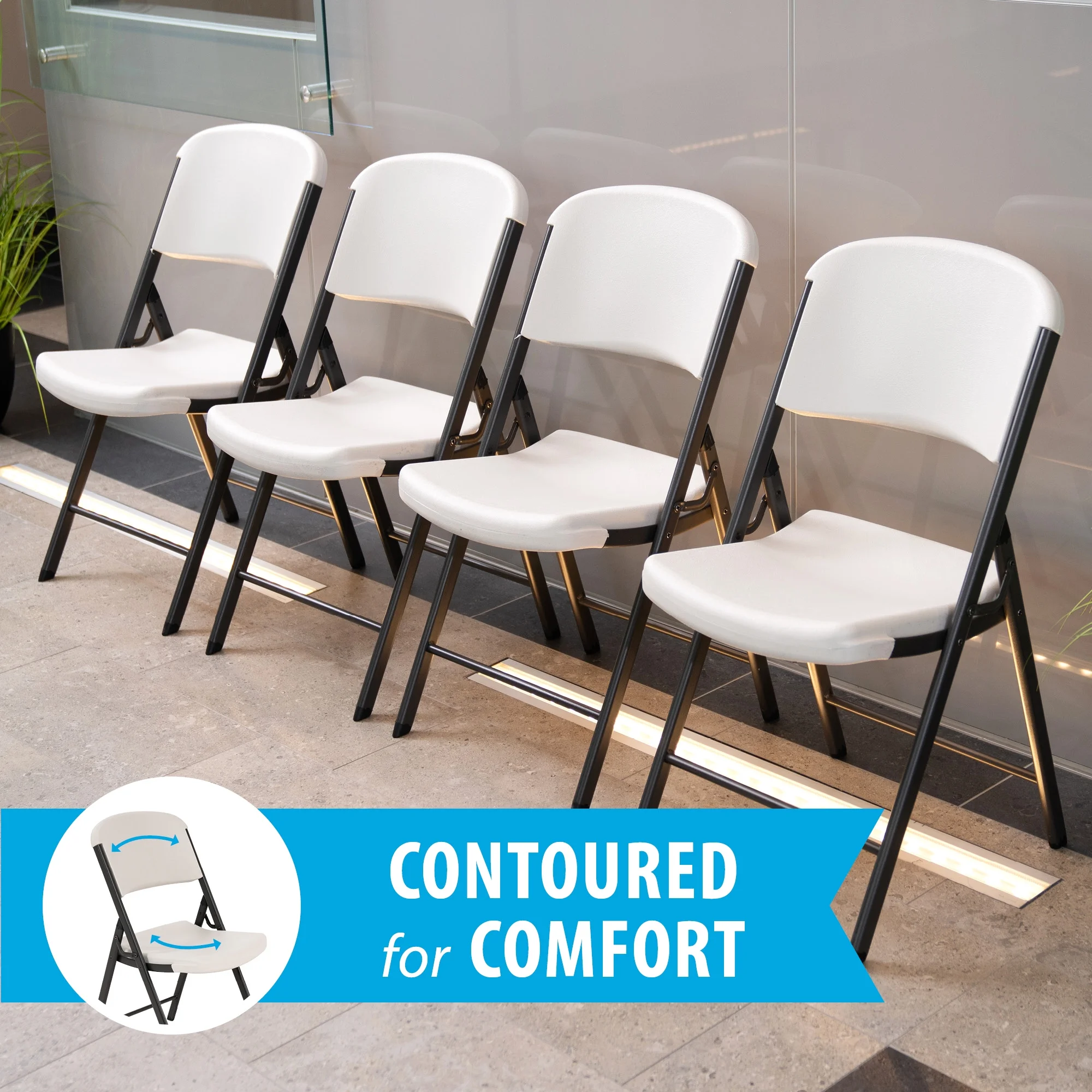 Lifetime Folding Chair, Indoor/Outdoor Commercial, White Granite, 4 Pack (42804)