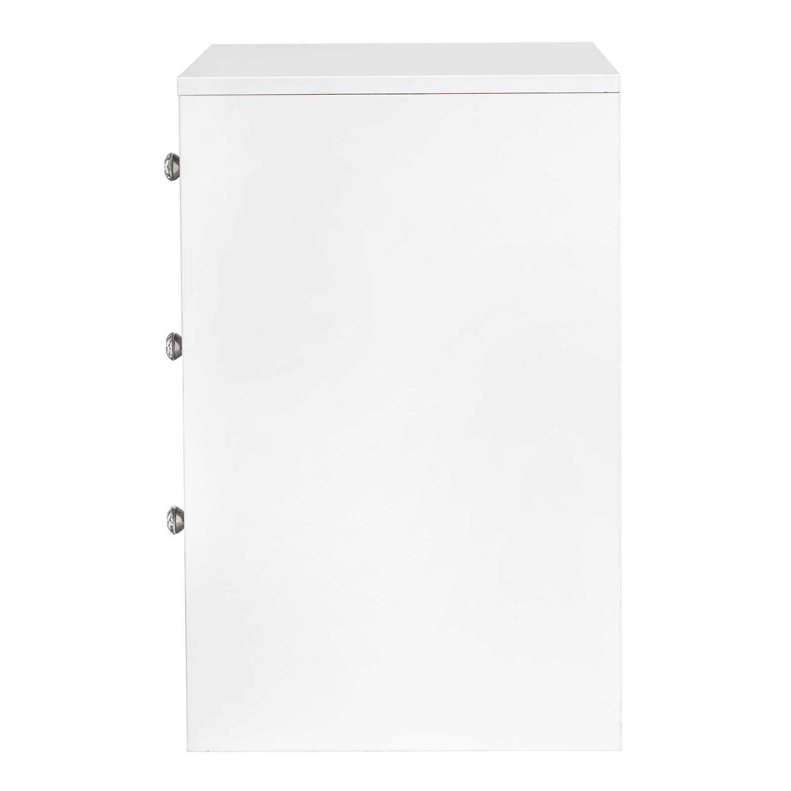 Ktaxon Mirrored Nightstand, End Table with 3-Drawer and Crystal Style Knobs, Modern Bedside Table for Bedroom, Living Room,White