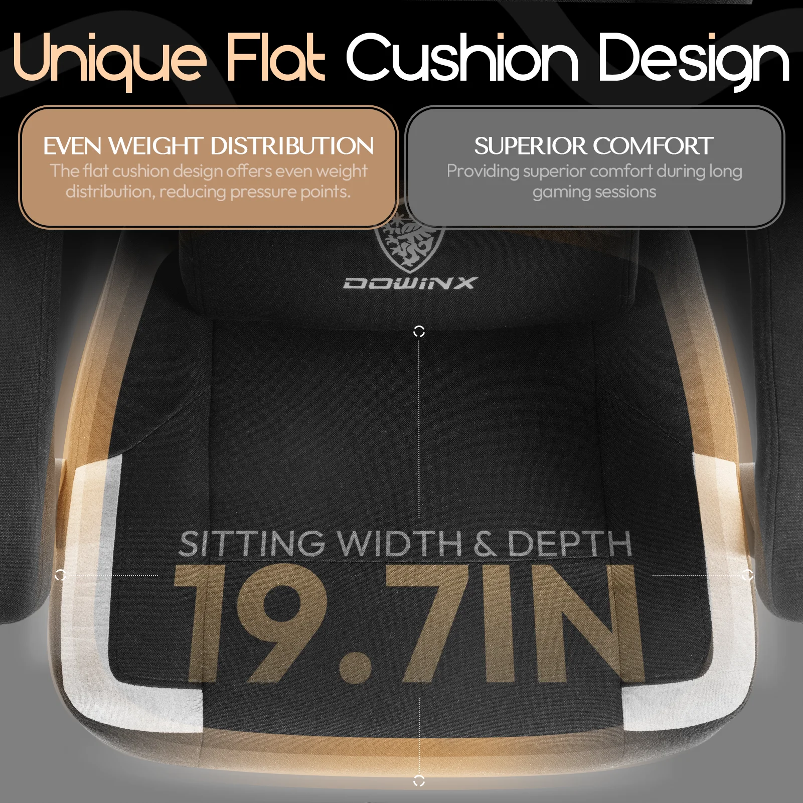 GOOSEA Fabric Gaming Chair with Pocket Spring Cushion, Breathable Computer Chair with Massage Lumbar Support and Footrest, High Back Office Chair for Adults, 300lbs, Grey