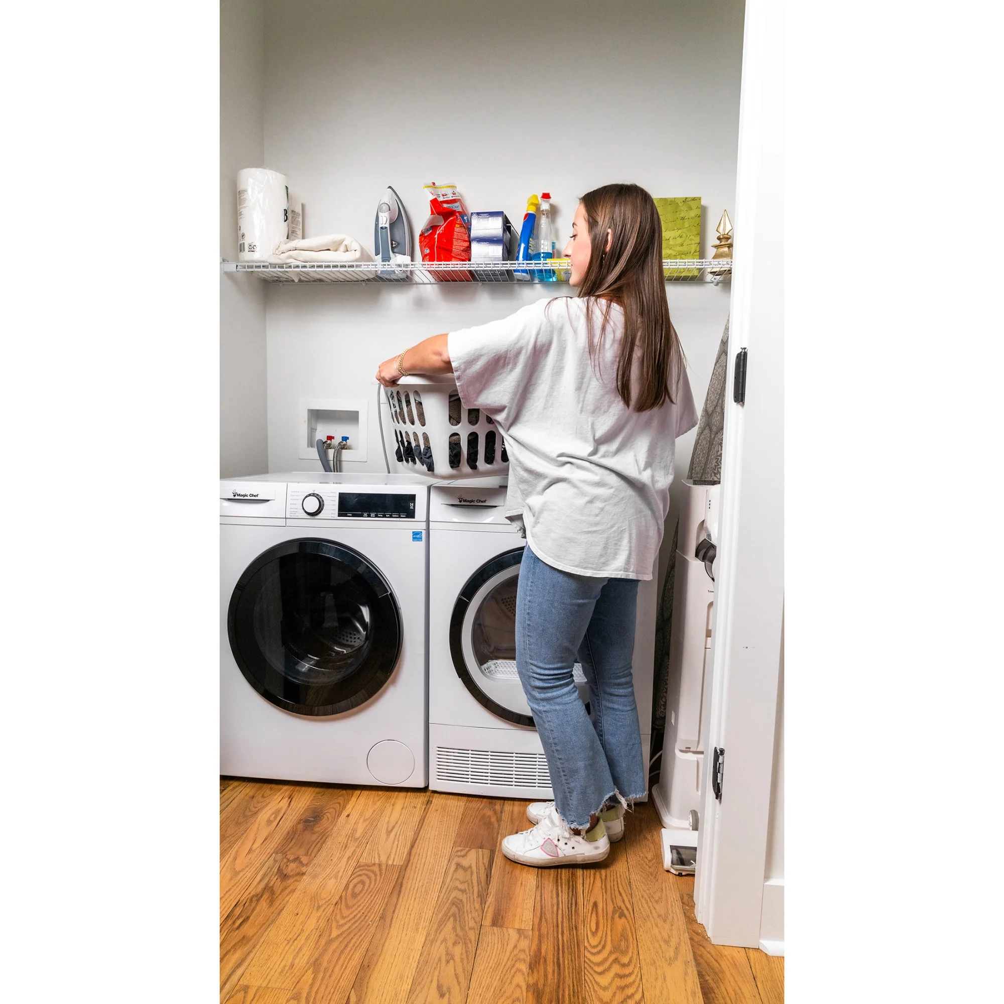 Magic Chef 4.0 cu. ft. Ventless, Condensing Front Load Stackable Electric Dryer, 24 in. in White in White