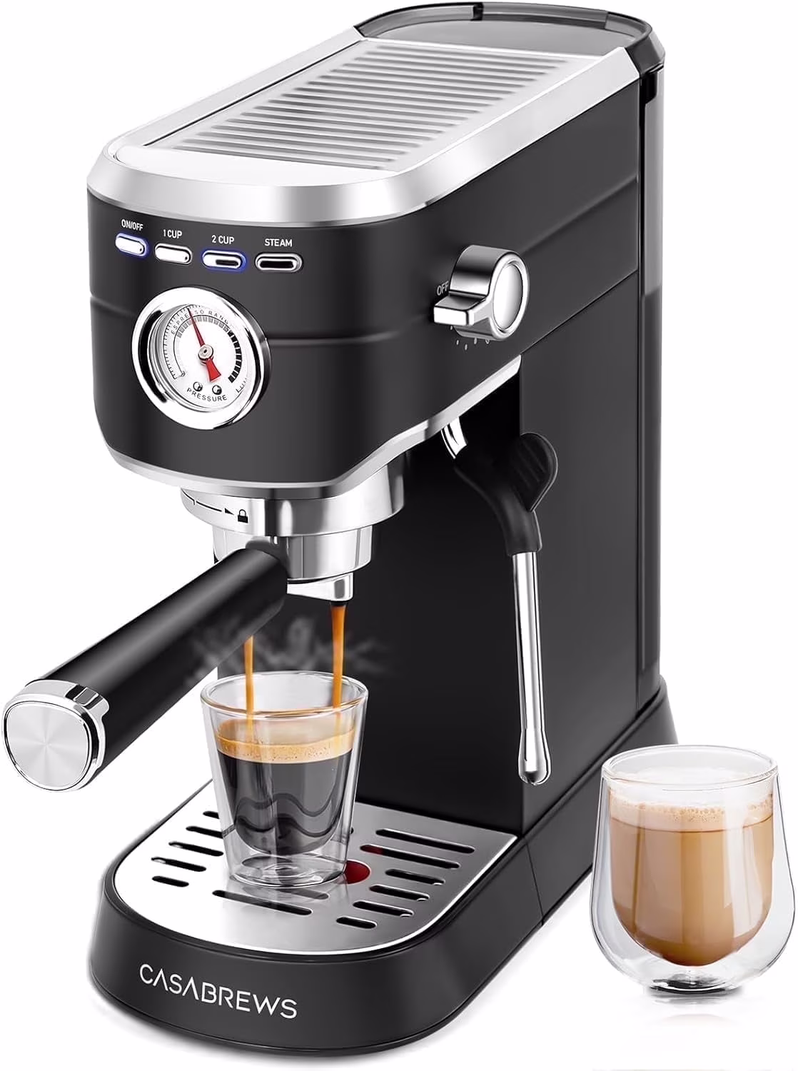 CASABREWS CM5418 20-Bar Espresso Machine and Coffee Maker, Silver