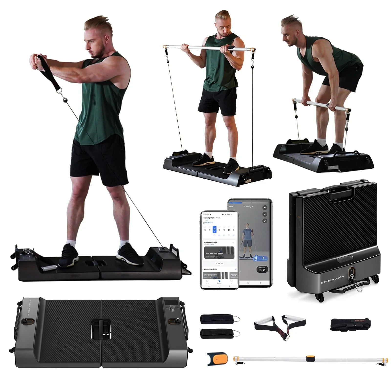 Motion Space Smart Trainer | 6 in 1 Home Gym Fitness Equipment, Adjustable Full Body Resistance Training, Workout Equipment with APP, Multifunctional Weightlifting with Eccentric, Isokinetic Modes