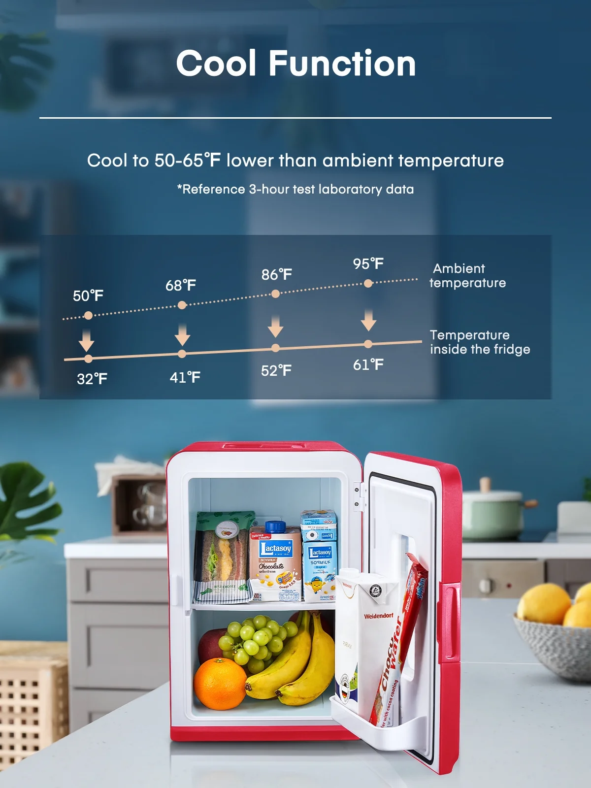 15L/21 Can Mini Fridge for Bedroom Refrigerator Cooler&Warmer, AC/DC, 1 Door, 11.8