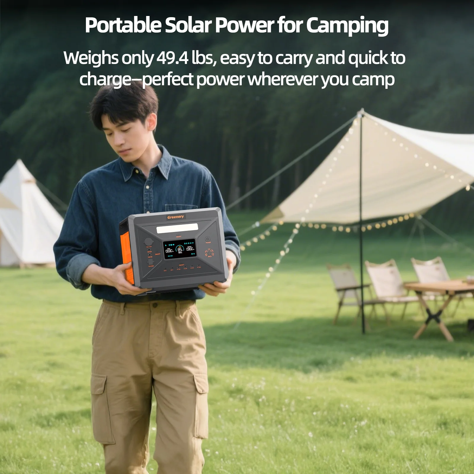 Solarplay 2400W(4800W Peak) Solar Generator, with 400W Solar Panel,2160Wh Portable LiFePO4 Battery Power Station for Camping Home Backup RV