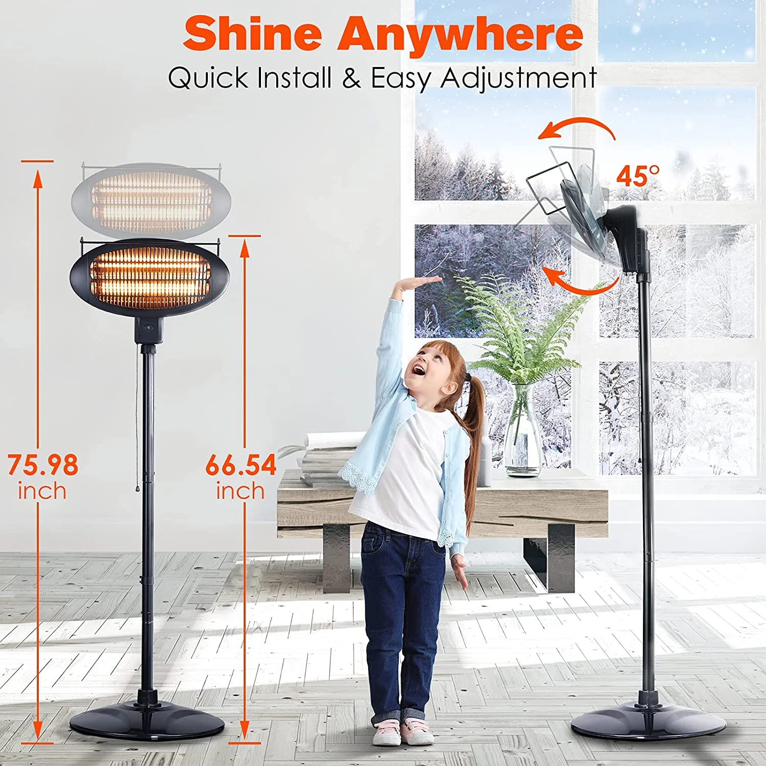 iMeshbean Patio Heater-Mounted 600/1500W Infrared Outdoor Heater Ceiling Mounted Style