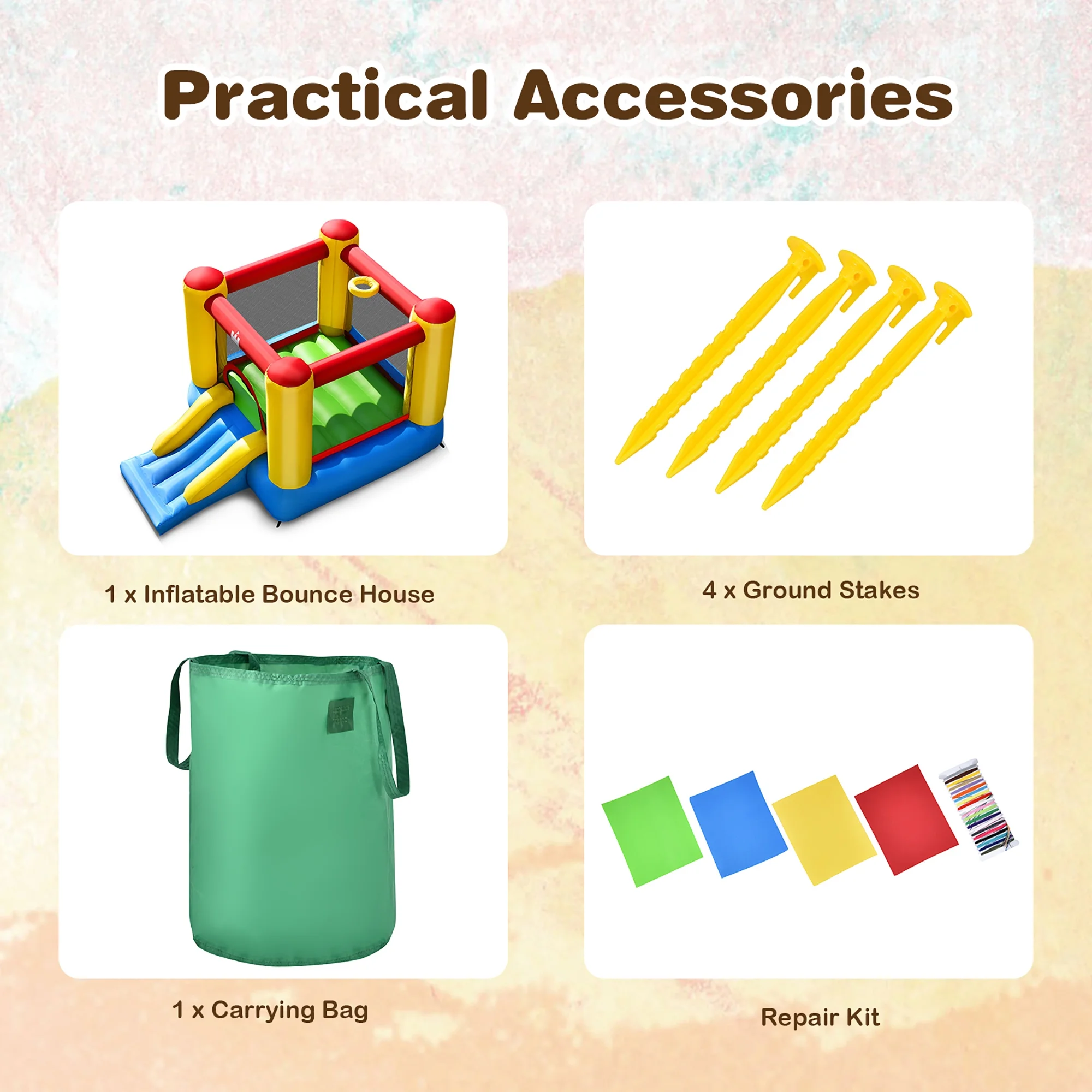 Costway Inflatable Bouncer Kids Bounce House Jumping Castle Slide with 480W Blower