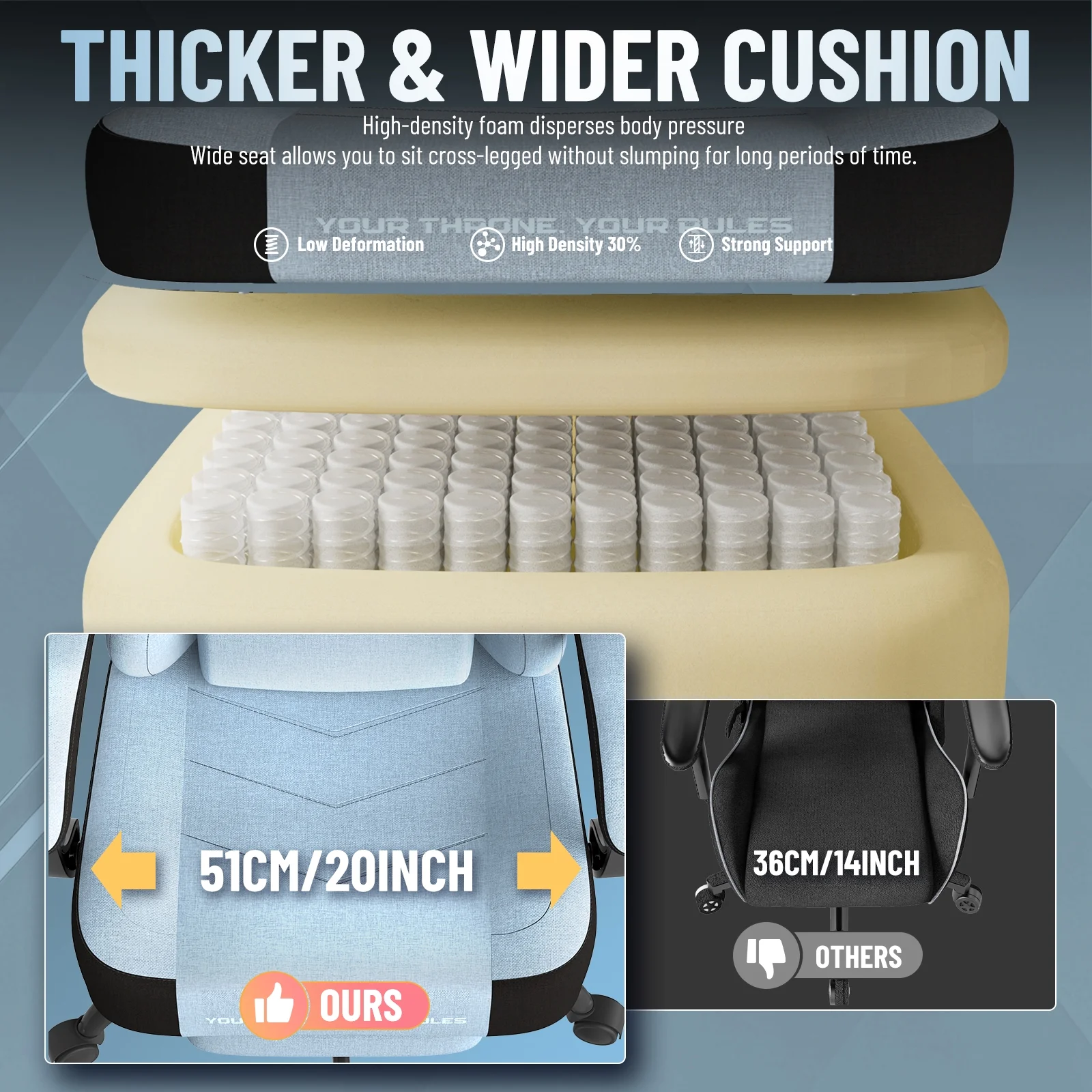 SOONTRANS Gaming Chair for Adults, Ergonomic Linen Fabric Computer Chair with Massage Lumbar Pillow, Gamer Game Chair with Adjustable Headrest, Comfortable Office Chair for Home, White