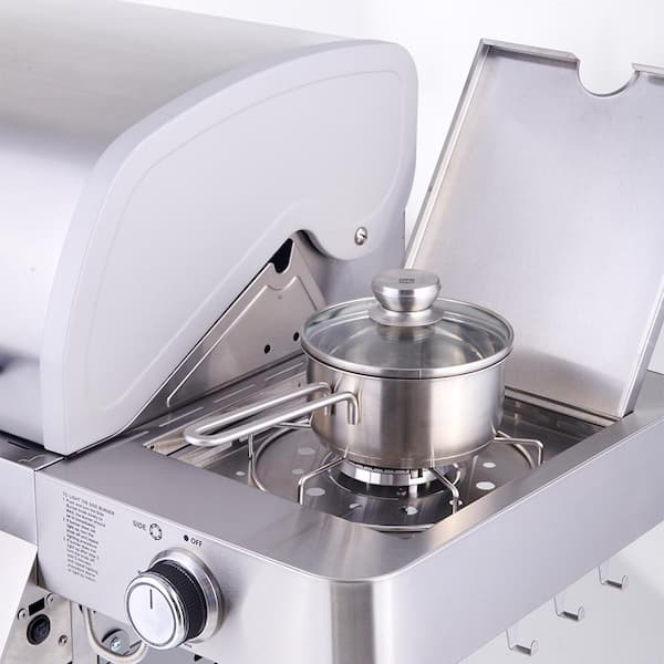 6-Burner Propane Gas Grill in Stainless with LED Controls, Side Burner and Rotisserie Kit