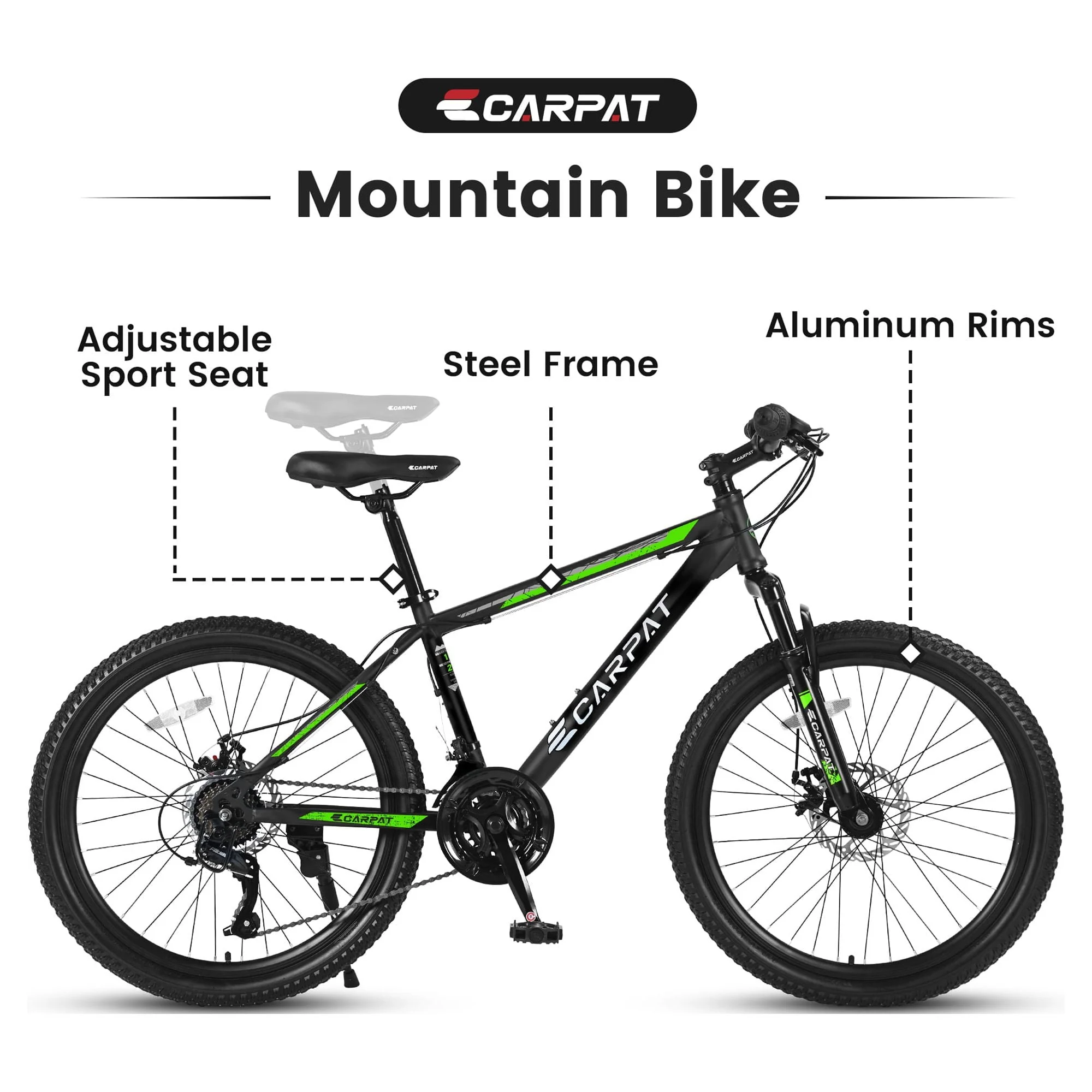 26 inch Mountain Bike for Men, Adult Mens Bike with 21 Speed & Disc Brakes