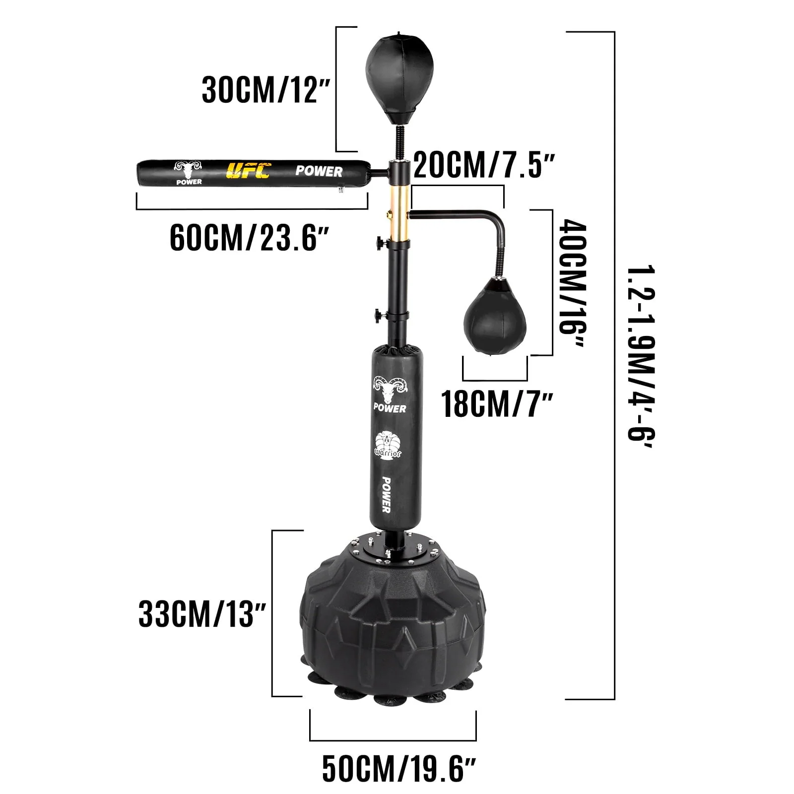 VEVORbrand Boxing Speed Trainer, Rapid-Reflex Boxing Bar, Training Boxing Ball with Reflex Bar & Gloves, Solid Speed Punching Bag Free Standing, Adjustable Height, for Adult&Kid, with Two Ball