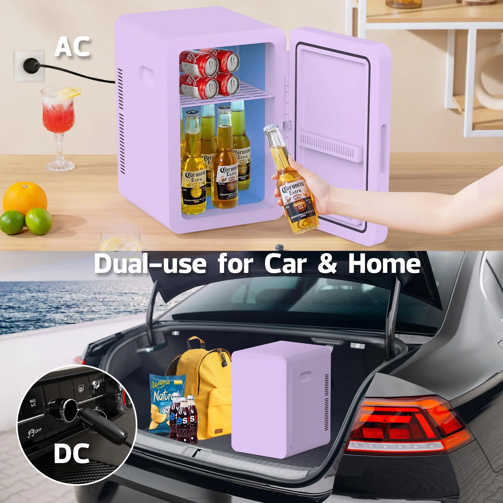 Advwin 22L Mini Fridge Cooler, Compact Personal Refrigerators for Skincare, Beverage, Purple