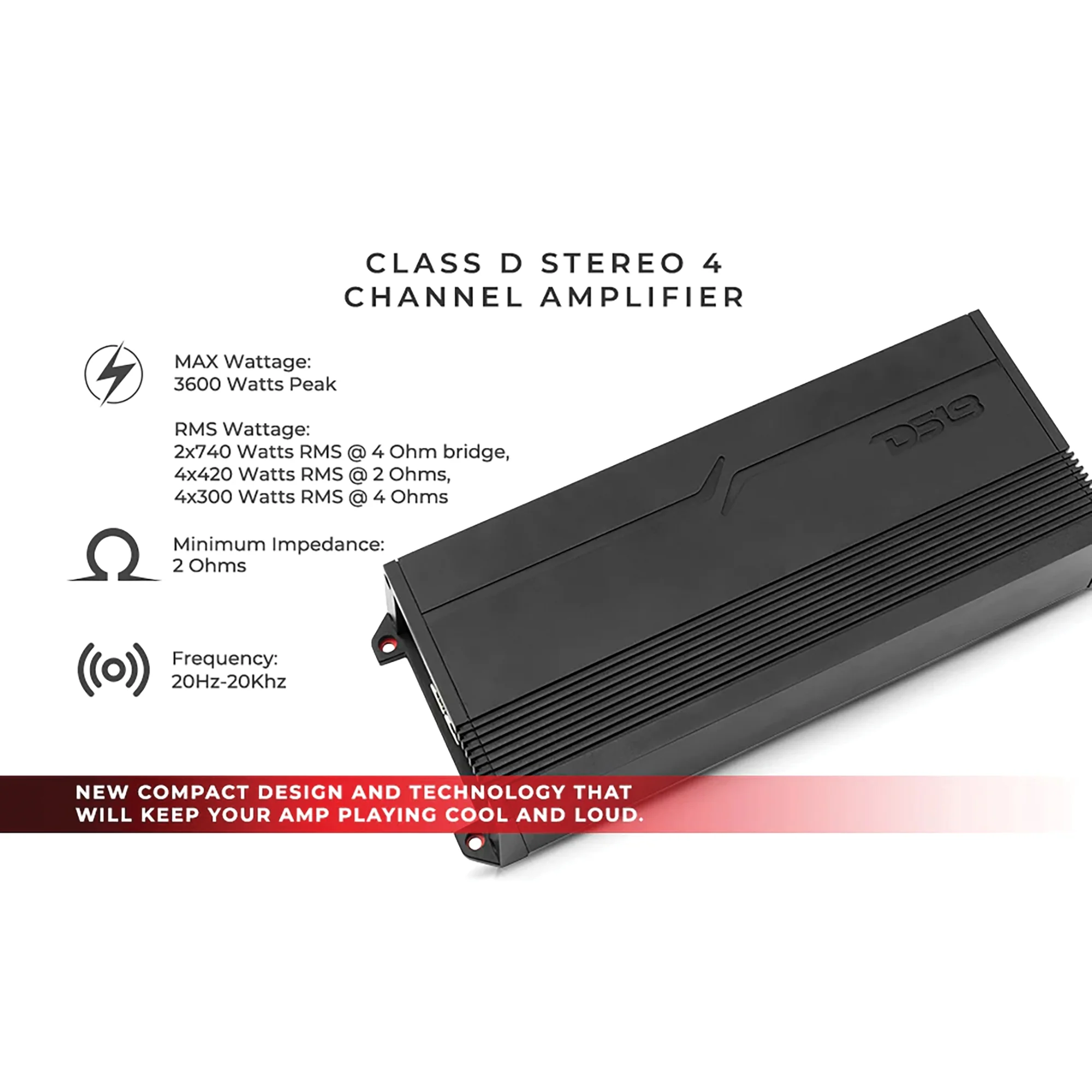 DS18 G3600.4D GEN-X 3,600-Watt-Max 4-Channel Full-Range Class D Amp