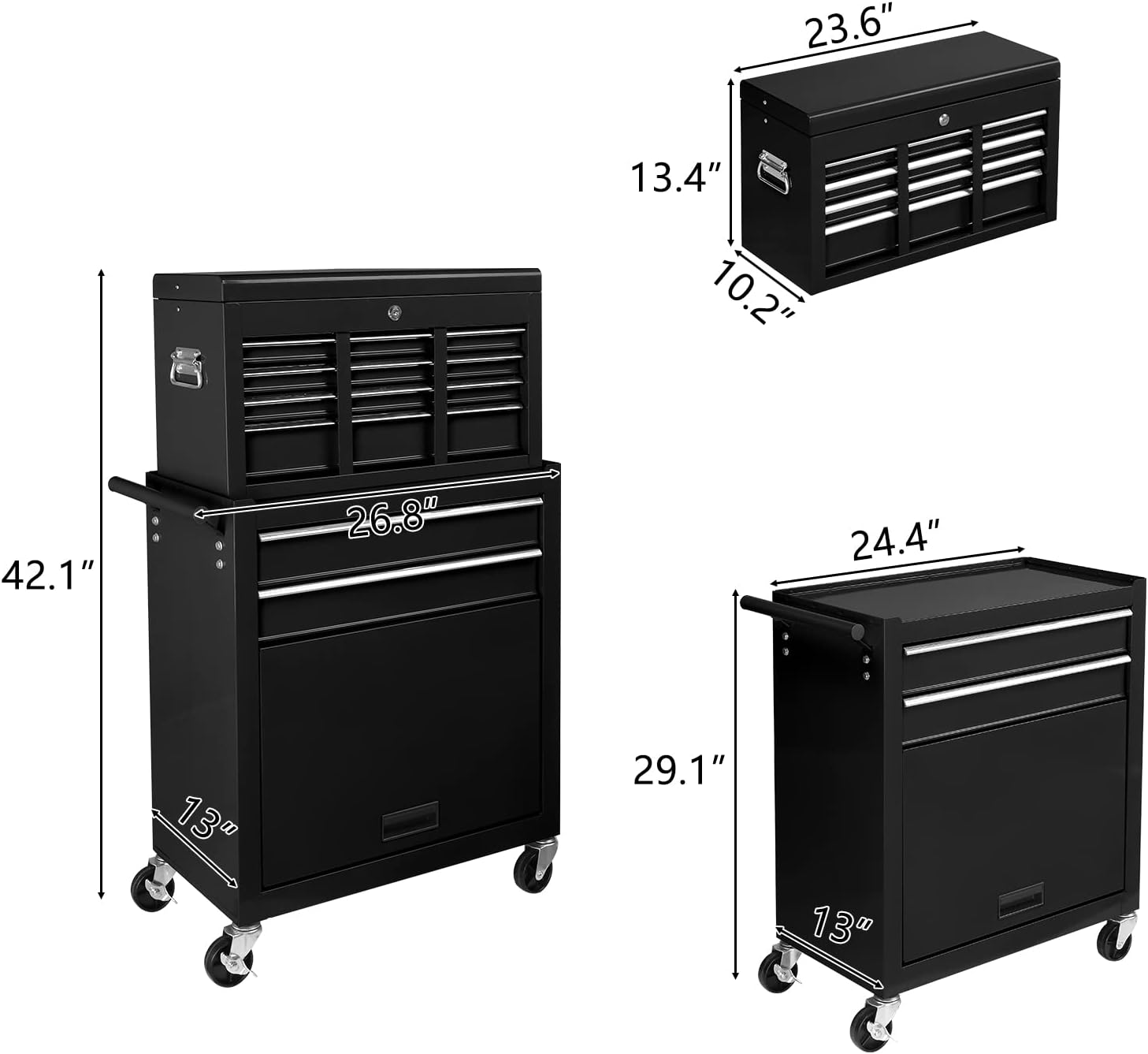 Ktaxon 2 in 1 Rolling Tool Chest Storage Cabinet, Mechanic Tool Organizer Box, w/8 Drawers