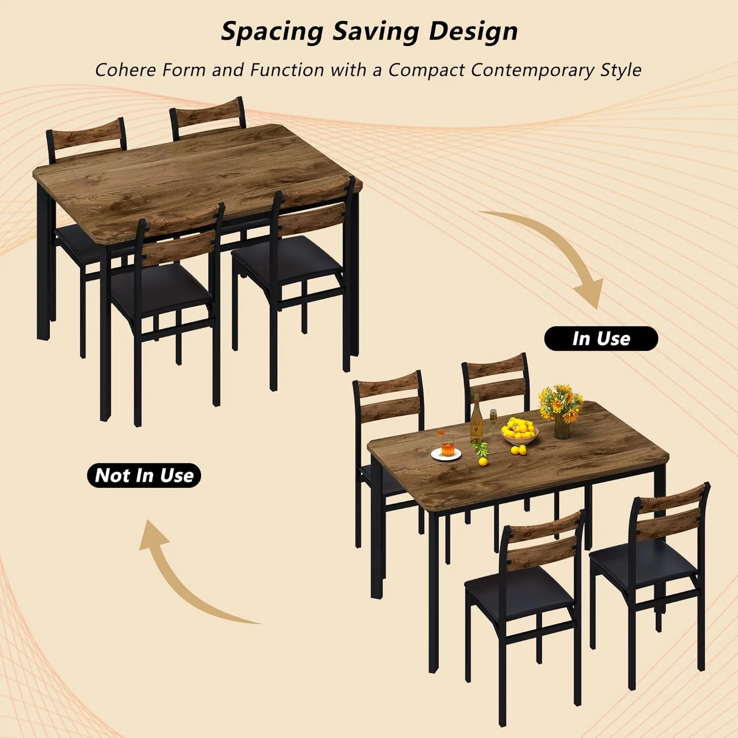 LinkRomat Dining Table Set for 4, 43.3