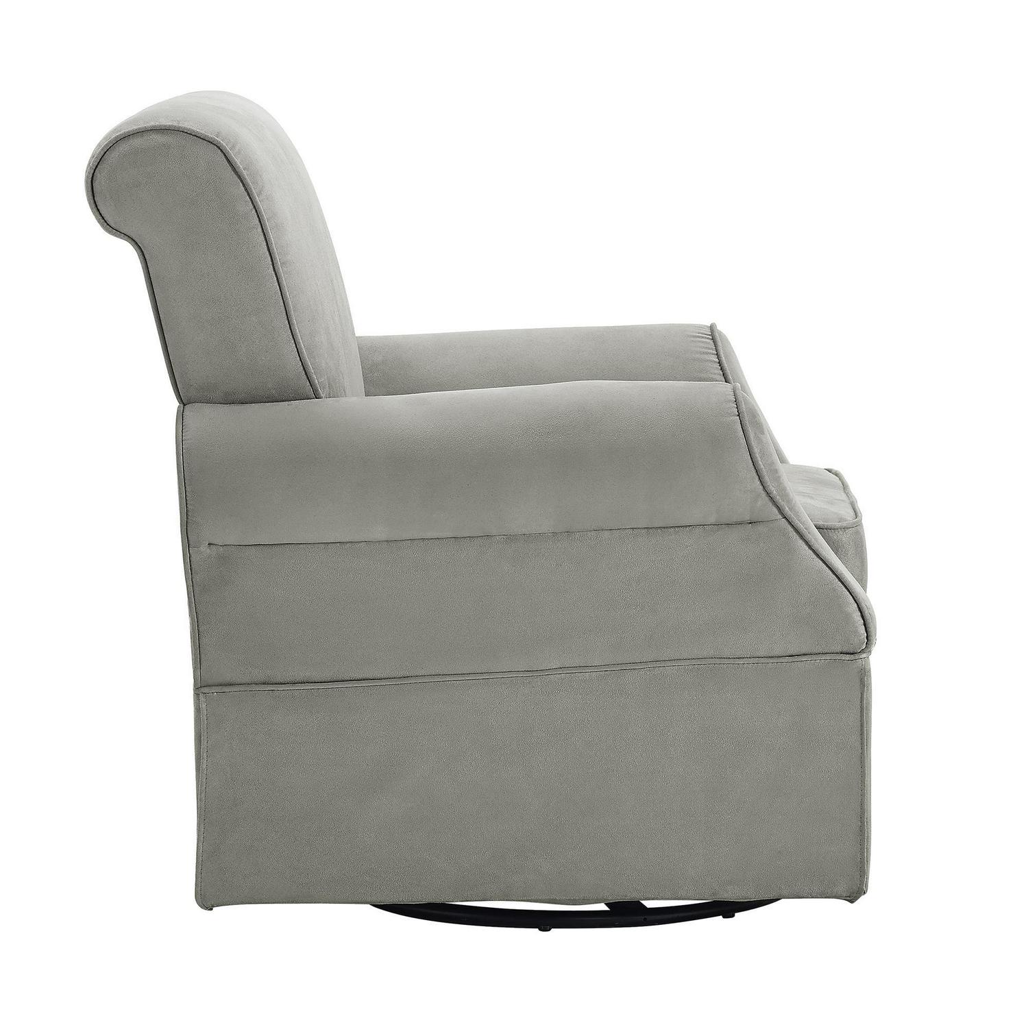 Baby Relax Kelcie Swivel Glider Chair & Ottoman Nursery Set. Gray Microfiber