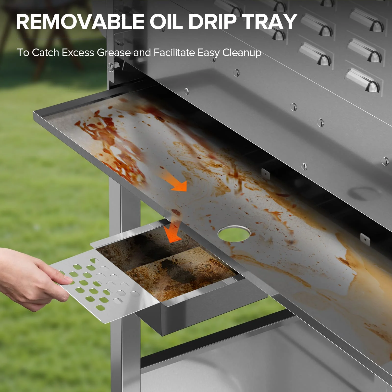 LHRIVER Stainless Steel 4 Burner Propane Gas Grill with Side Burner, Portable Outdoor Barbecue Grill, 45,000 BTU