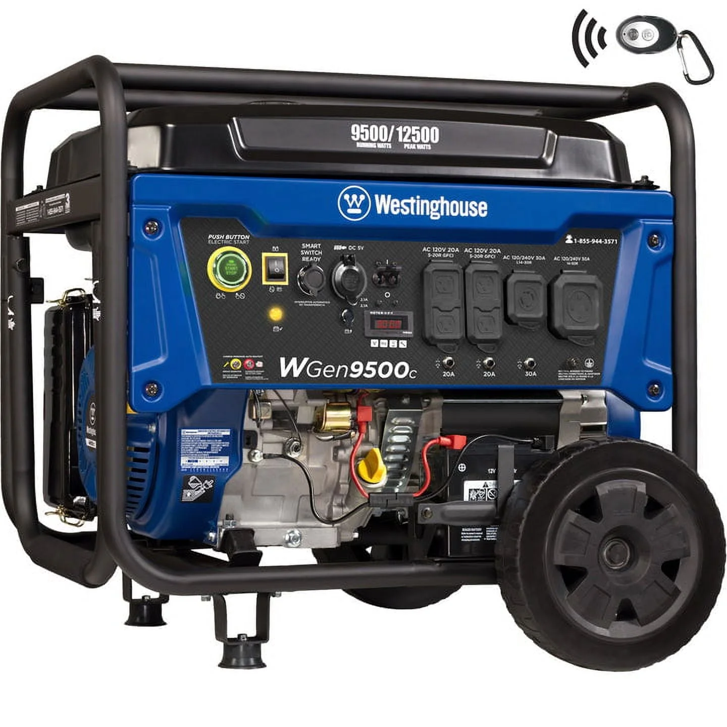 Westinghouse 12,500 Peak Watt Remote Electric Start, Portable Gas Powered Generator with CO Sensor