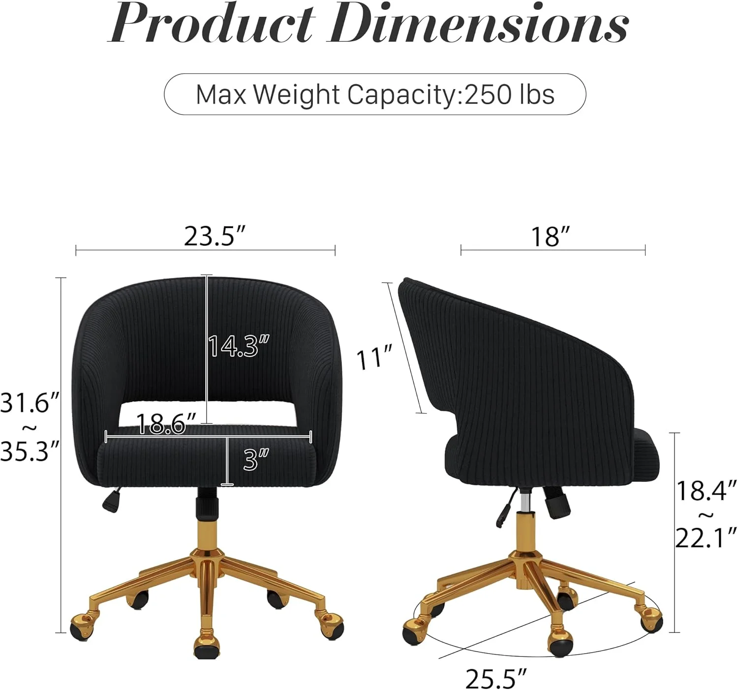 Home Office Swivel Desk Chair, Modern Velvet Vanity Chair, Height Adjustable Armchair with Gold Base, Ergonomic Office Chair for Task Study Computer Room, Beige