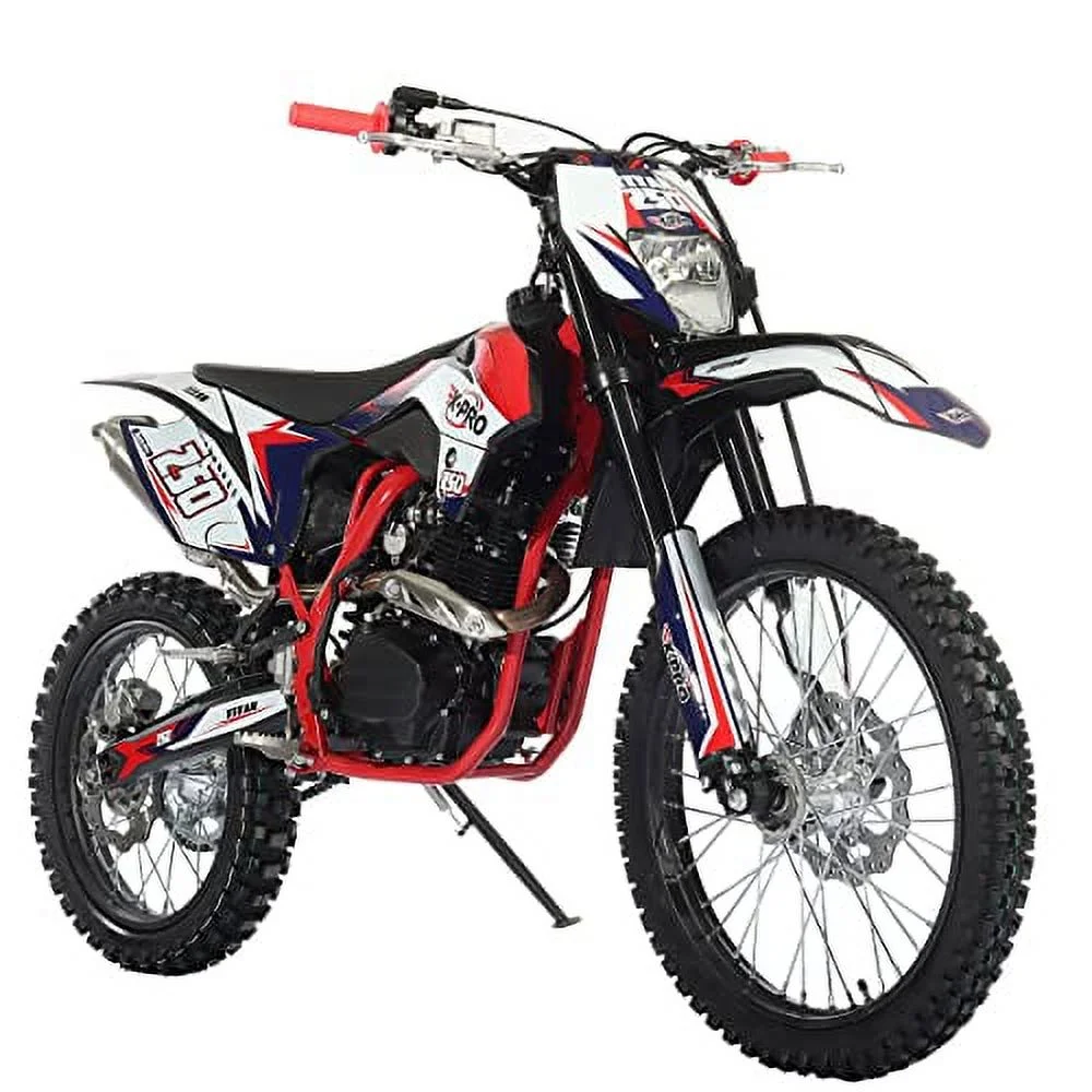 X-Pro Brand New Titan 250cc Gas Pit Dirt Bike with LED Headlight, 5-Speed Manual Transmission, Electric/Kick Start! Big 21
