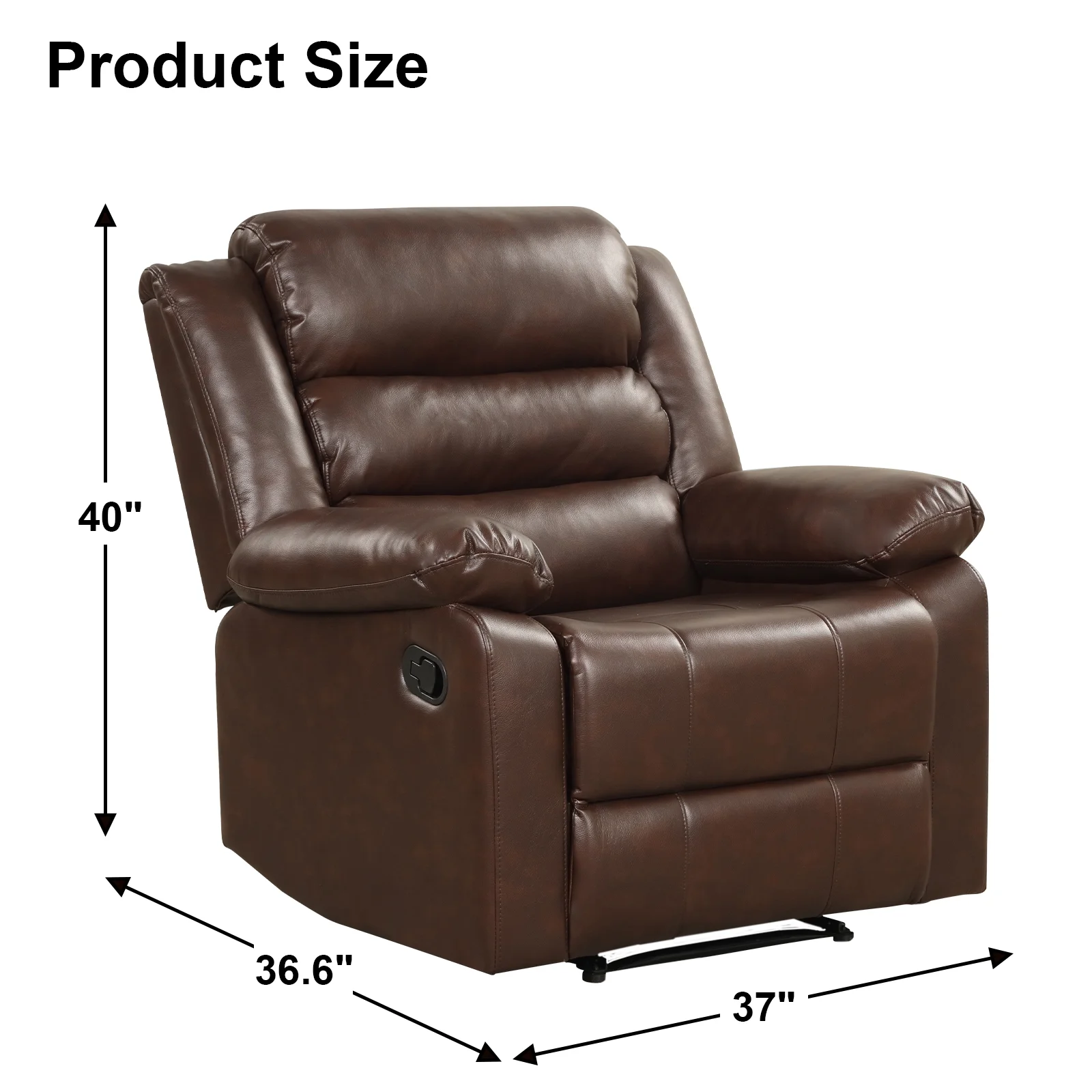 Bonzy Home Recliner Chairs for Living Room Overstuffed Breathable Fabric Reclining Chair Manual Sofa Brown