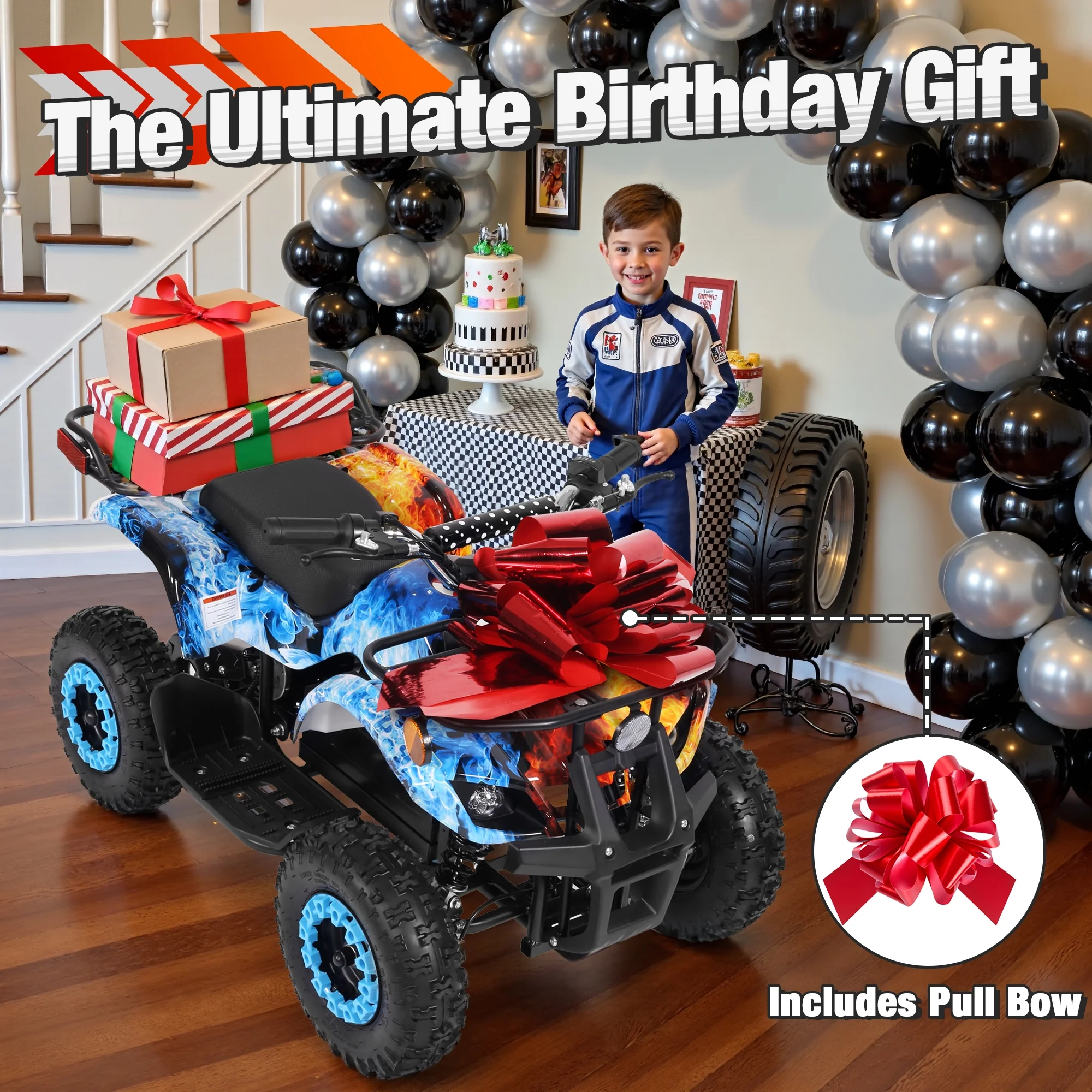 ATV for Kids, 36 Volt Ride on Toys, 500w Motor Quad Bike for Big Kids, Power Car Wheel with Metal Frame, Speed Control, Suspension, Black