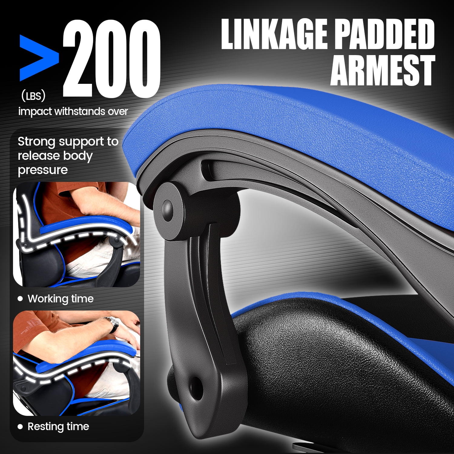 Bigzzia Gaming Chair Office Chair, Ergonomic Game Chair with Height Adjustable Headrest and Lumbar Support for Adults Teens, Black & White