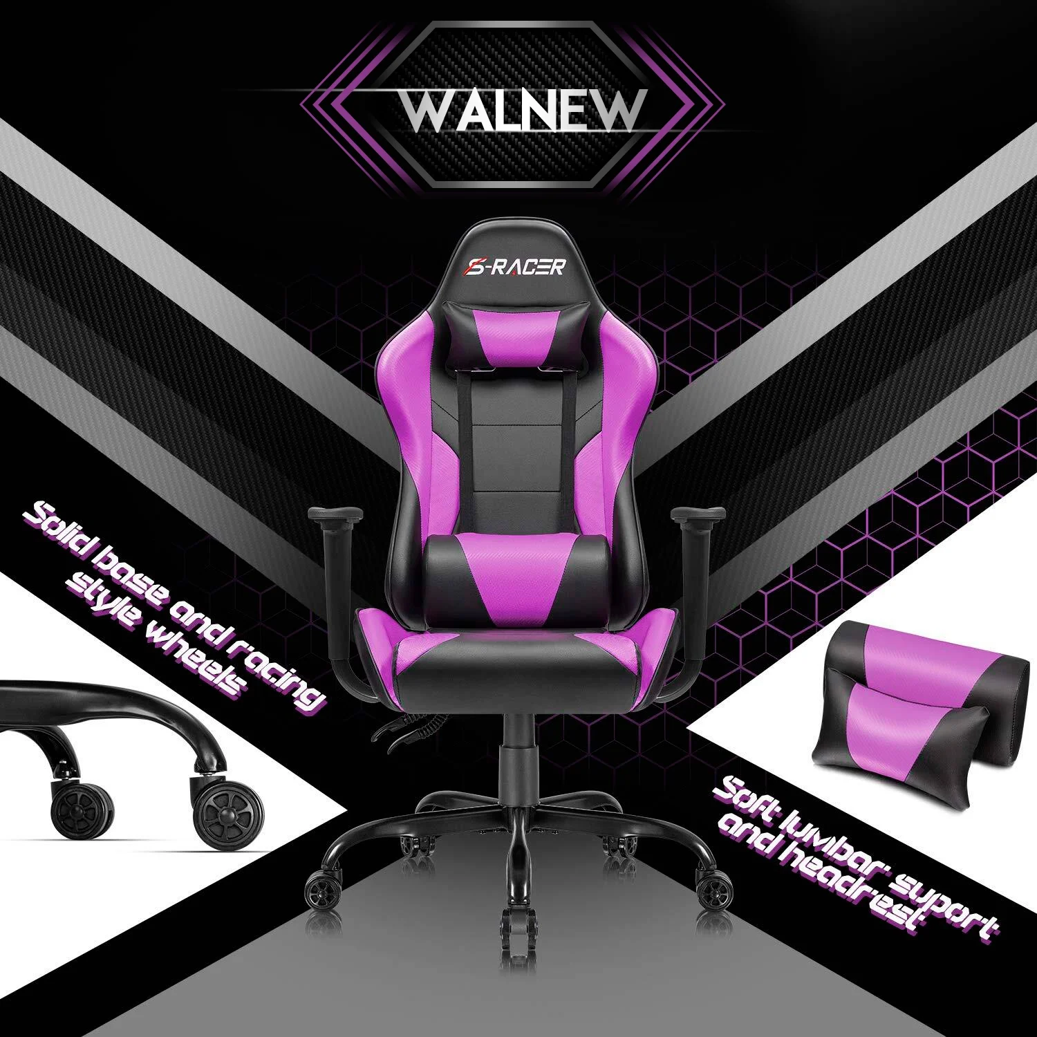 Lacoo Gaming Chair in Home Office PU Leather Reclining Gaming Chair Adjustable Adjustable Headrest and Lumbar Pillow, Red