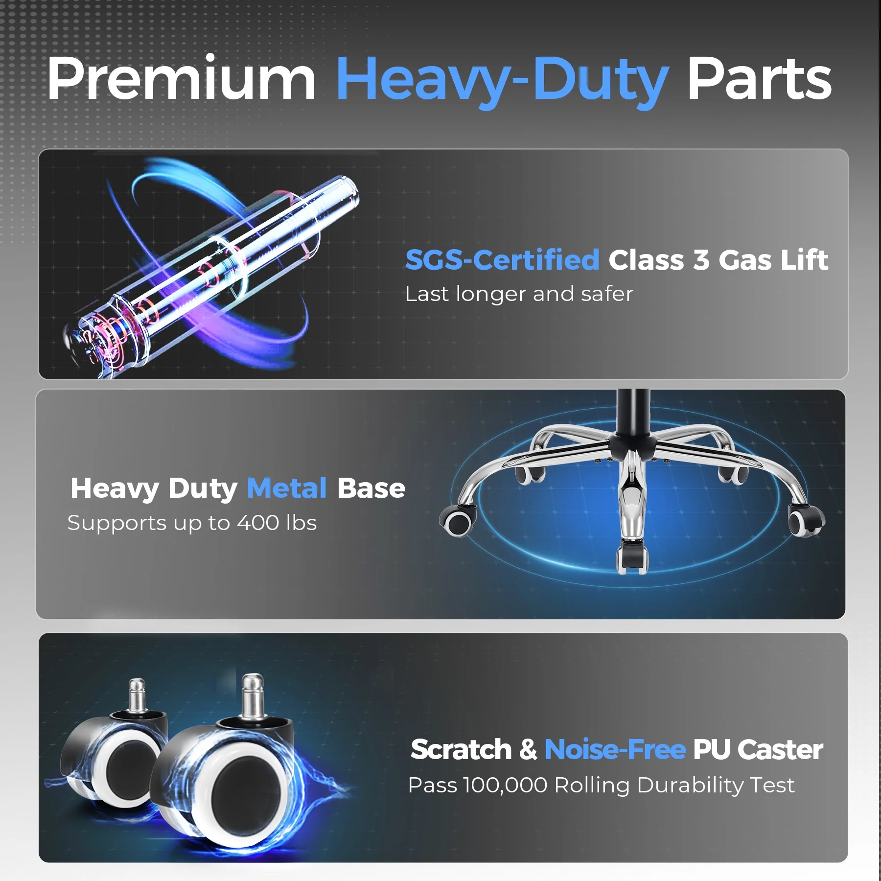 LUCKLIFE Big & Tall Office & Gaming Chair 400LBS Capacity, Wide Ergonomic Seat with Footrest, Adjustable Armrests, Black