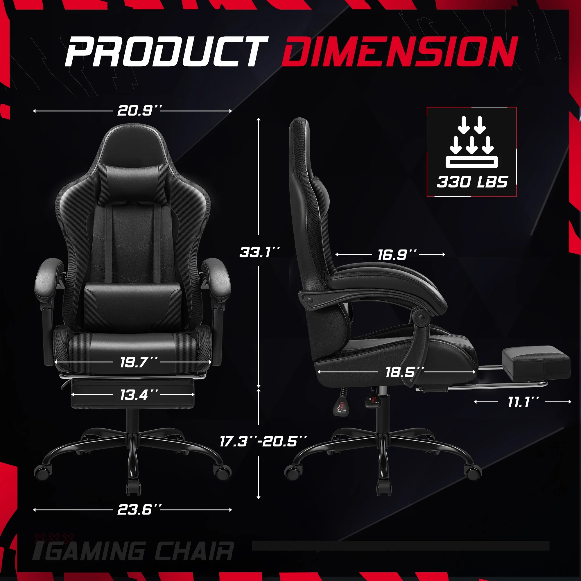 Homall RGB Gaming Chair with Massage and LED Lights Ergonomic Computer Chair with Footrest & Adjustable Lumbar Support, White