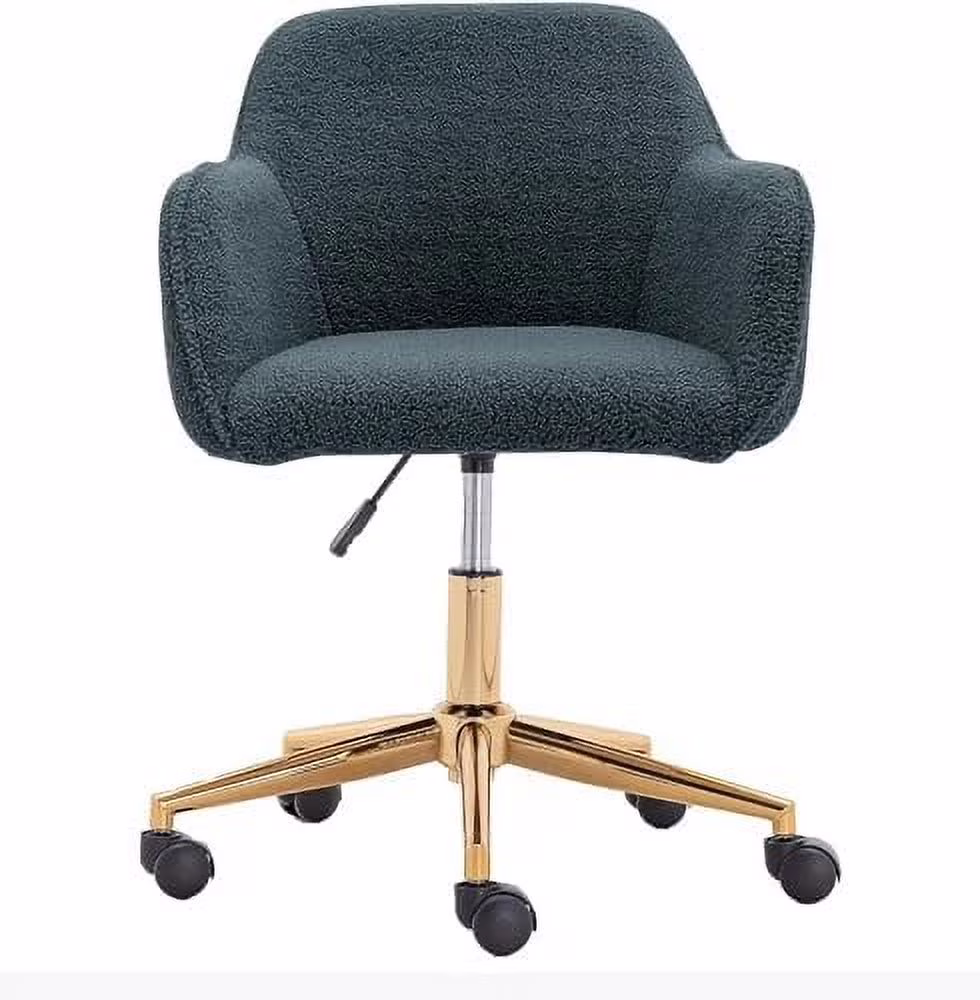 Modern Faux Fur Home Office Chair Height Adjustable, White Desk Chair Vanity Chair for Makeup Room, Rolling Desk Chairs with Wheels, Swivel Furry Cute Desk Chair for Teen Girls Women