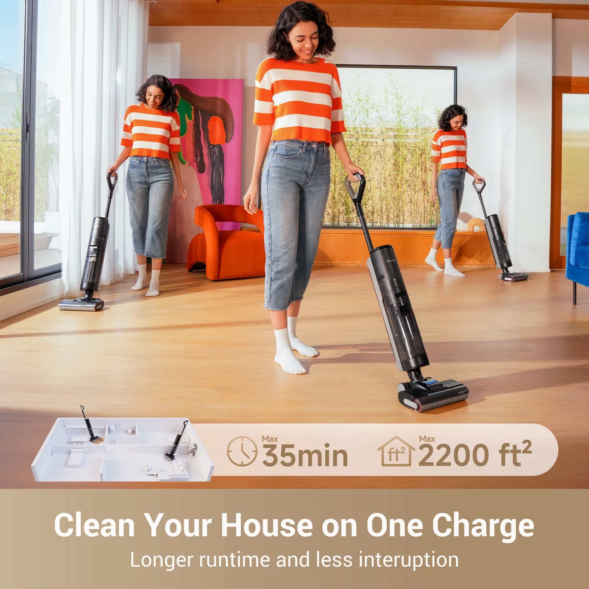 Dreame H12 Pro 900ml, 300W HP Wet Dry Vacuum Cleaner for Hard Floors with Accessories Included