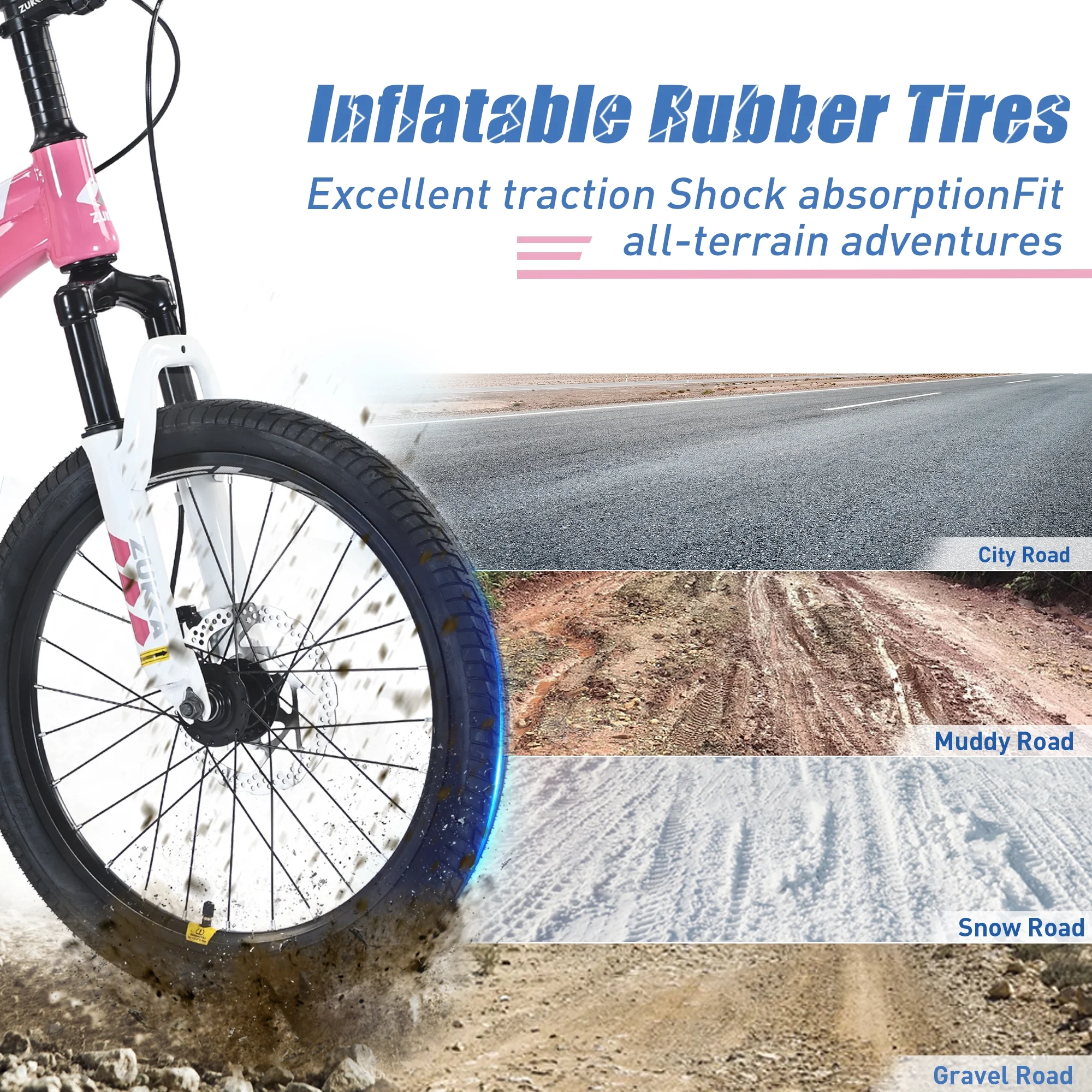 20-Inch Mountain Bike with Suspension Fork, Adjustable Saddle & Disc Brakes,Pink