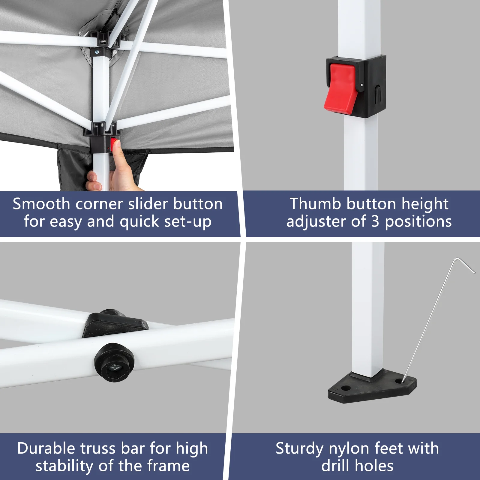 Zimtown 10'x20' Ez Pop up Backyard Canopy Heavy Duty Blue W/6 Sides