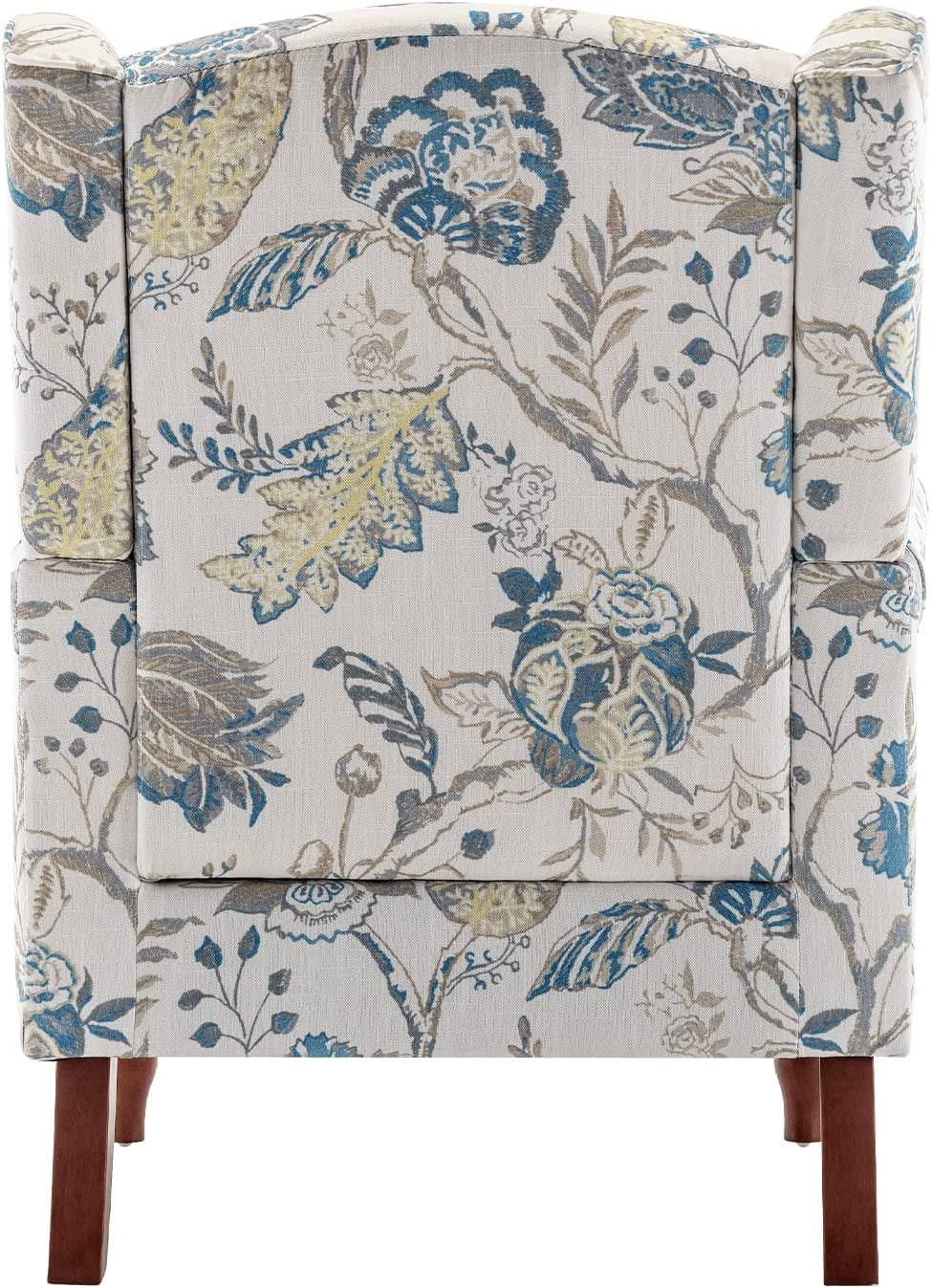 Hommow Upholstered Accent Chair, Floral Print Fabric Armchair,Blue