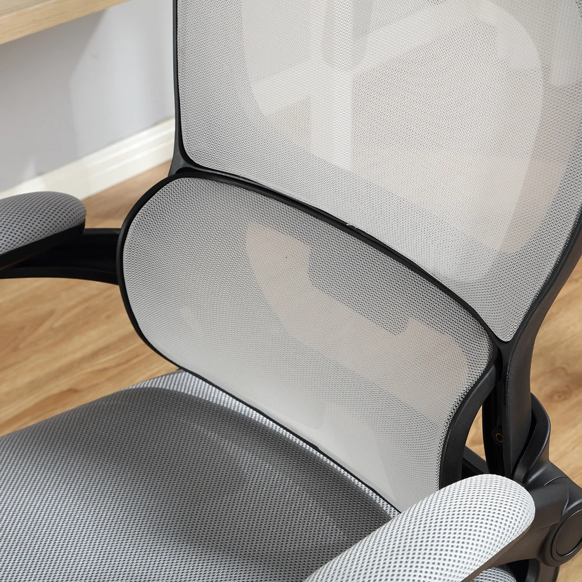 Mainstays Ergonomic Height Adjustable Mesh Office Chair for Teens and Adults with Lumbar Support and Tilt Function, with Leg Rest, Black