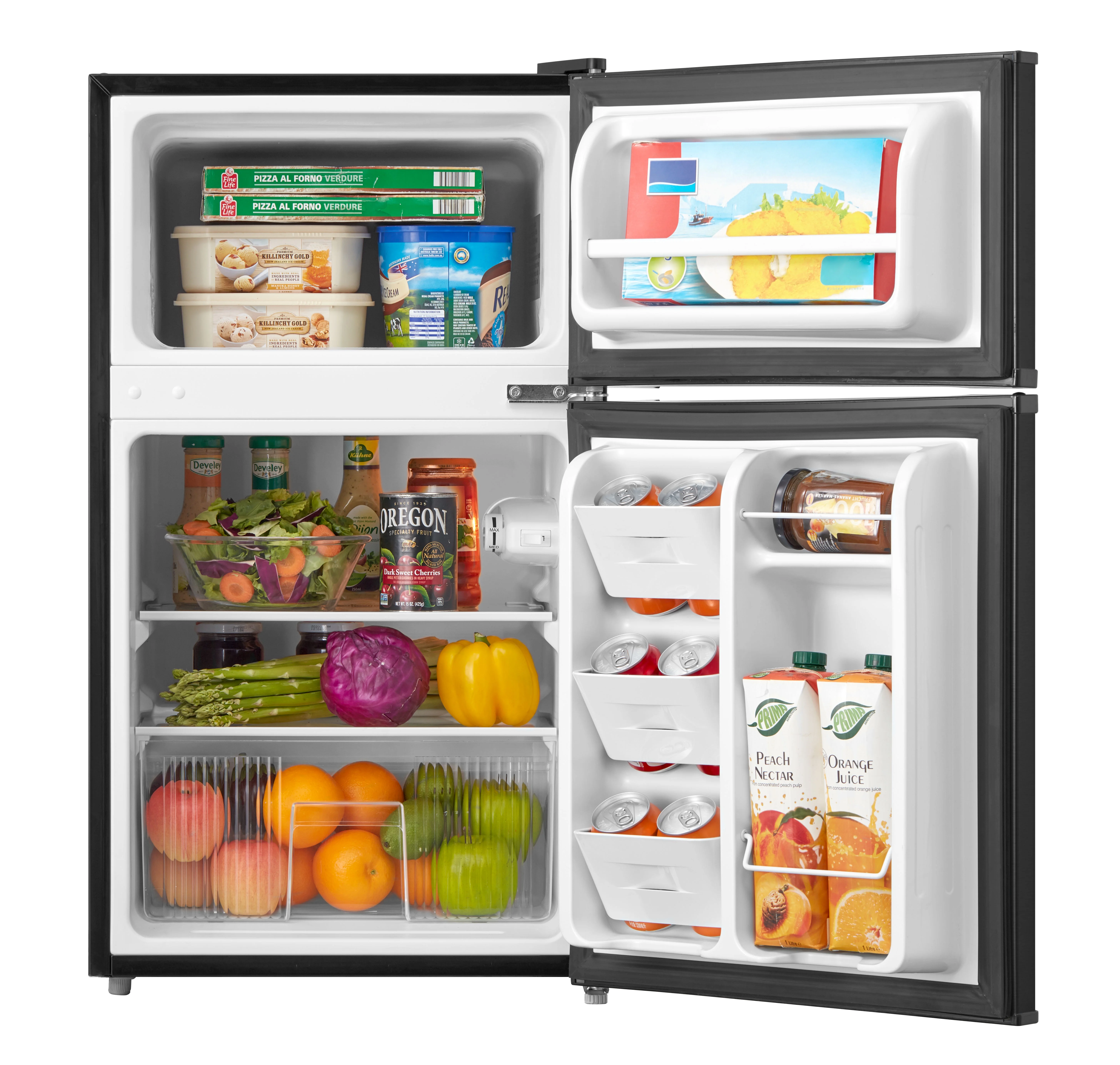 Mainstays 3.2 Cu. ft. 2-Door Refrigerator with Freezer, Stainless Steel Look